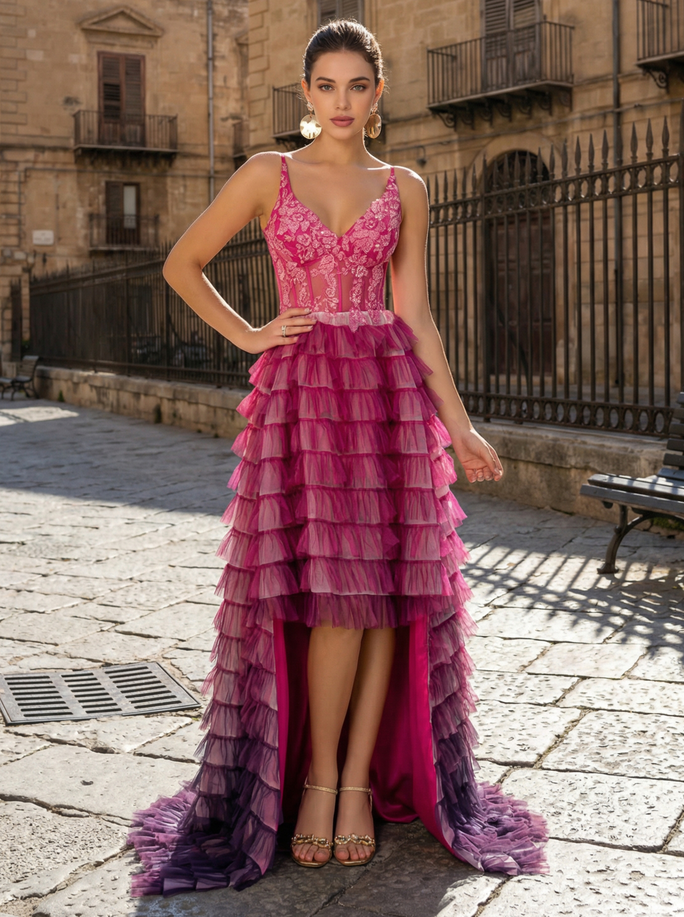 Fuchsia Sleeveless Party Dress