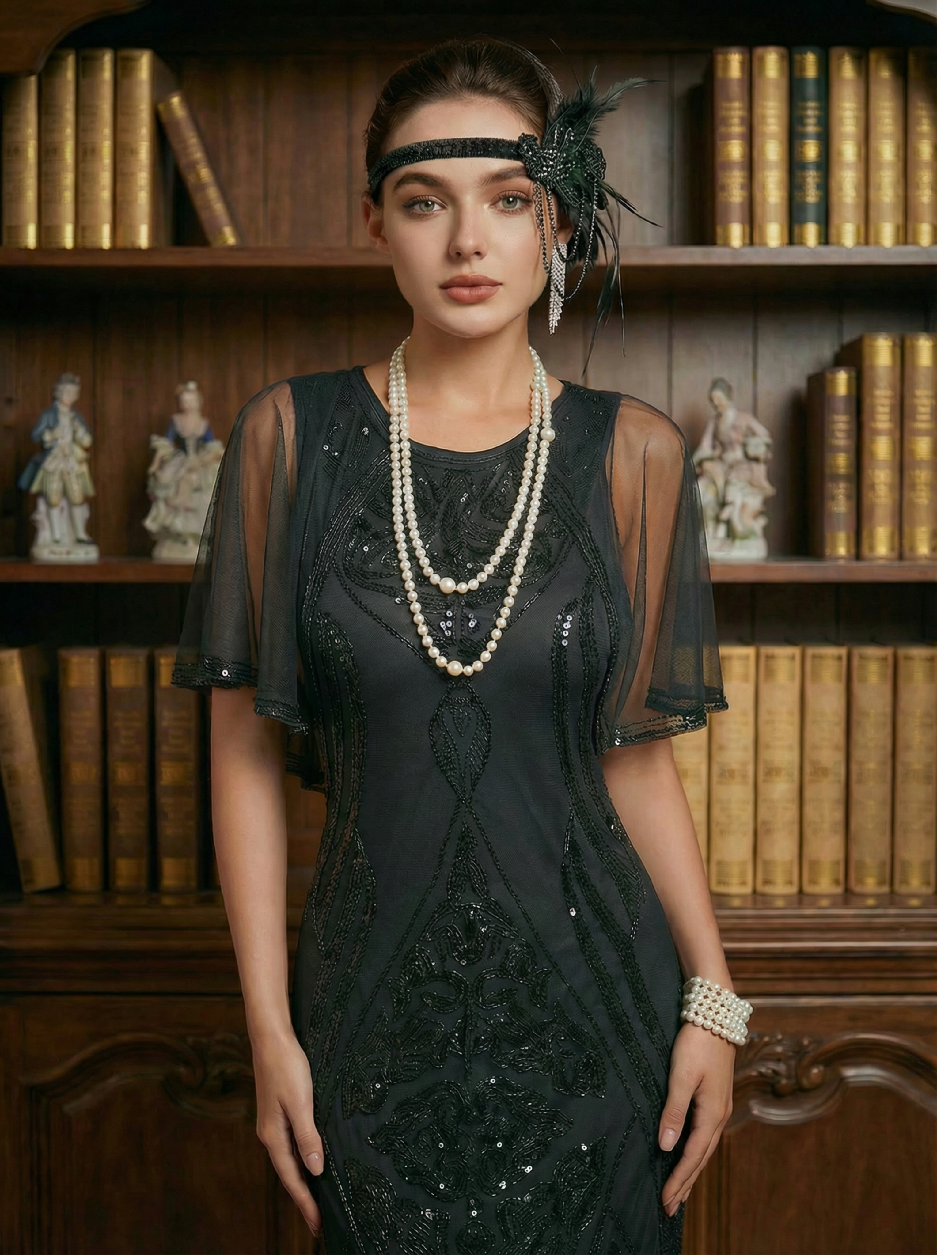 Vintage Black Midi Party Dress with Ruffle Details