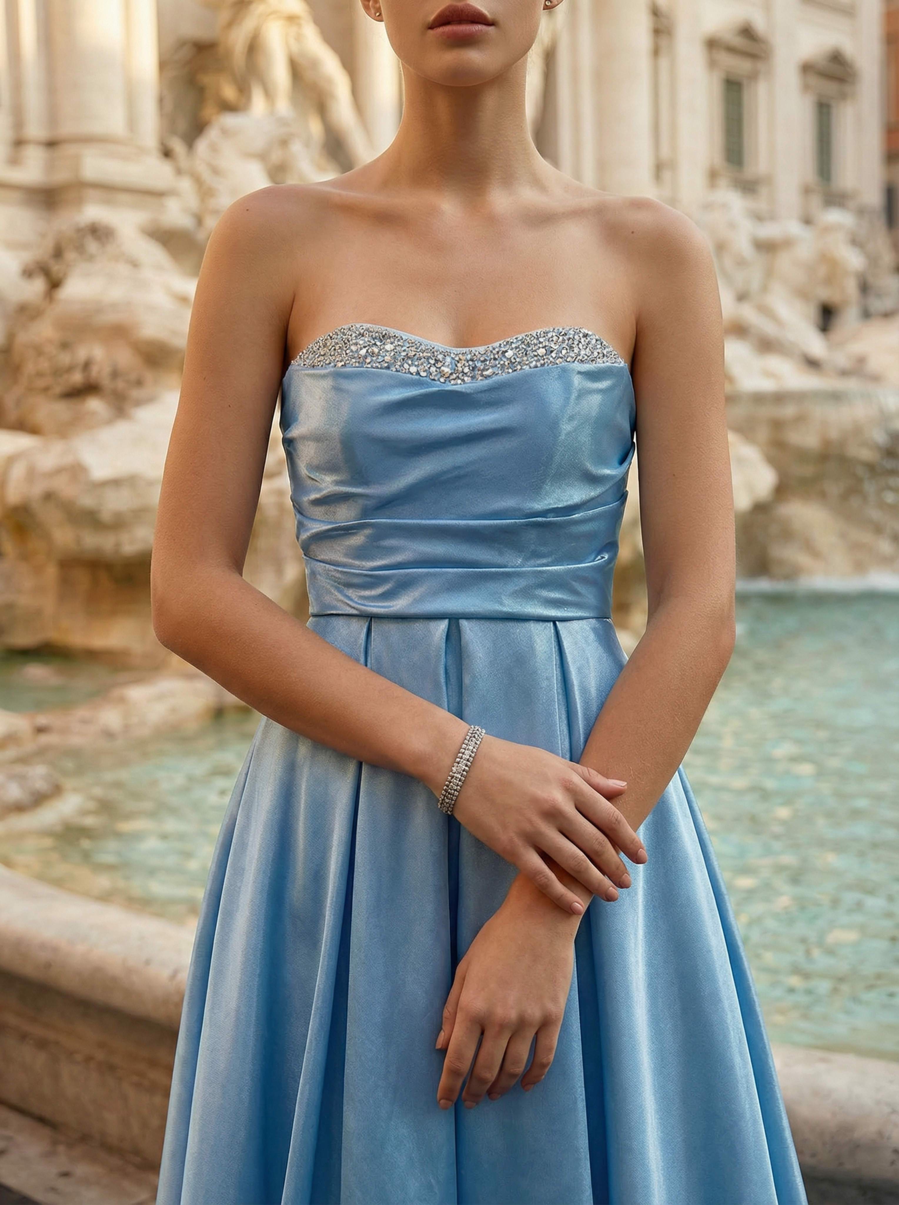 Royal Blue Beaded Spaghetti Strap Mermaid Evening Gown