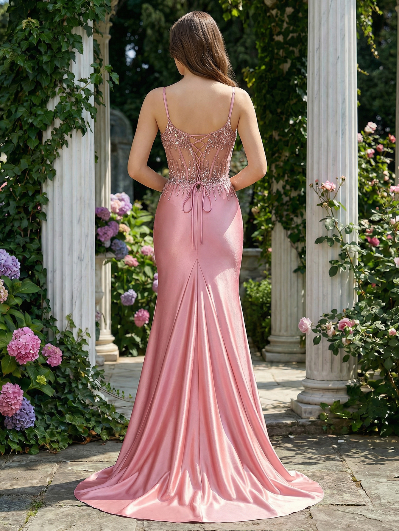 Mermaid Spaghetti Straps Sleeveless Long Prom Dress With Beading