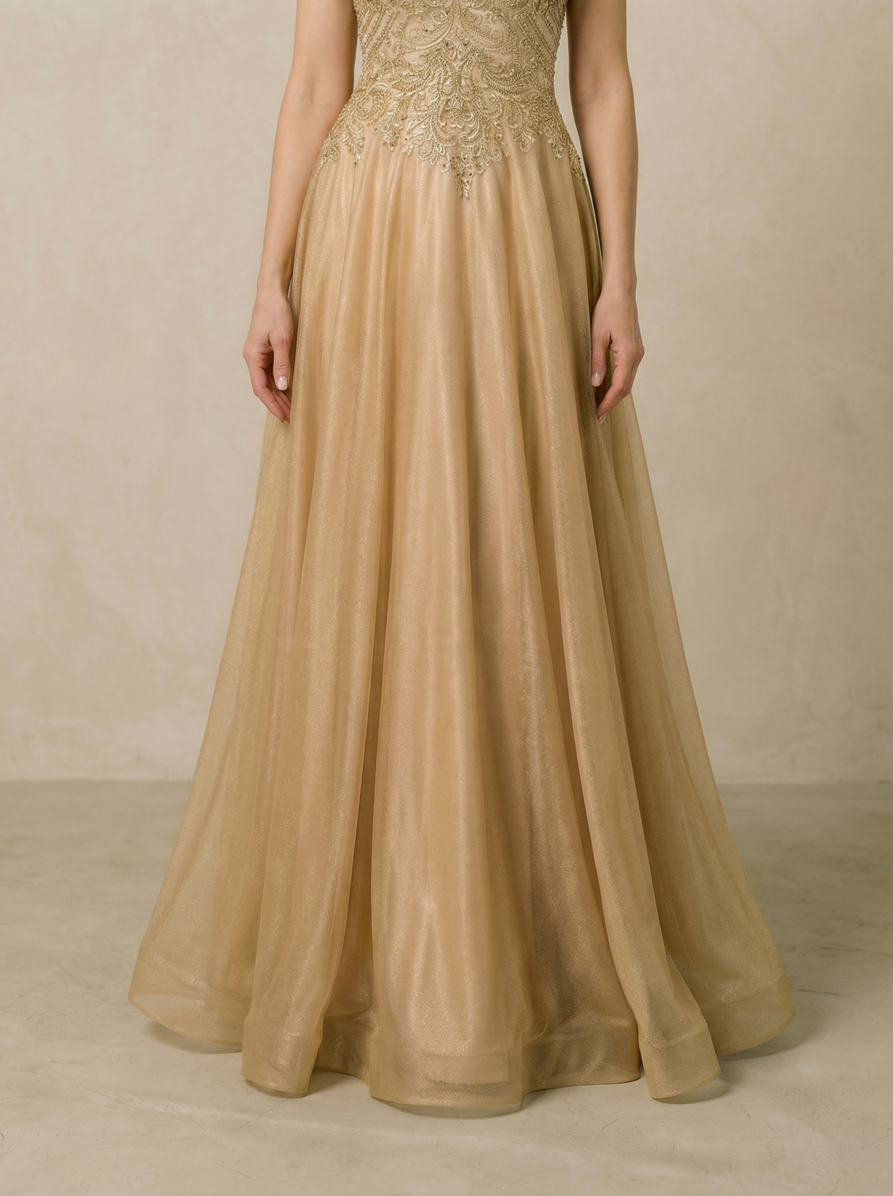 Golden Maxi A-line Temperament Mother of the Bride Dress