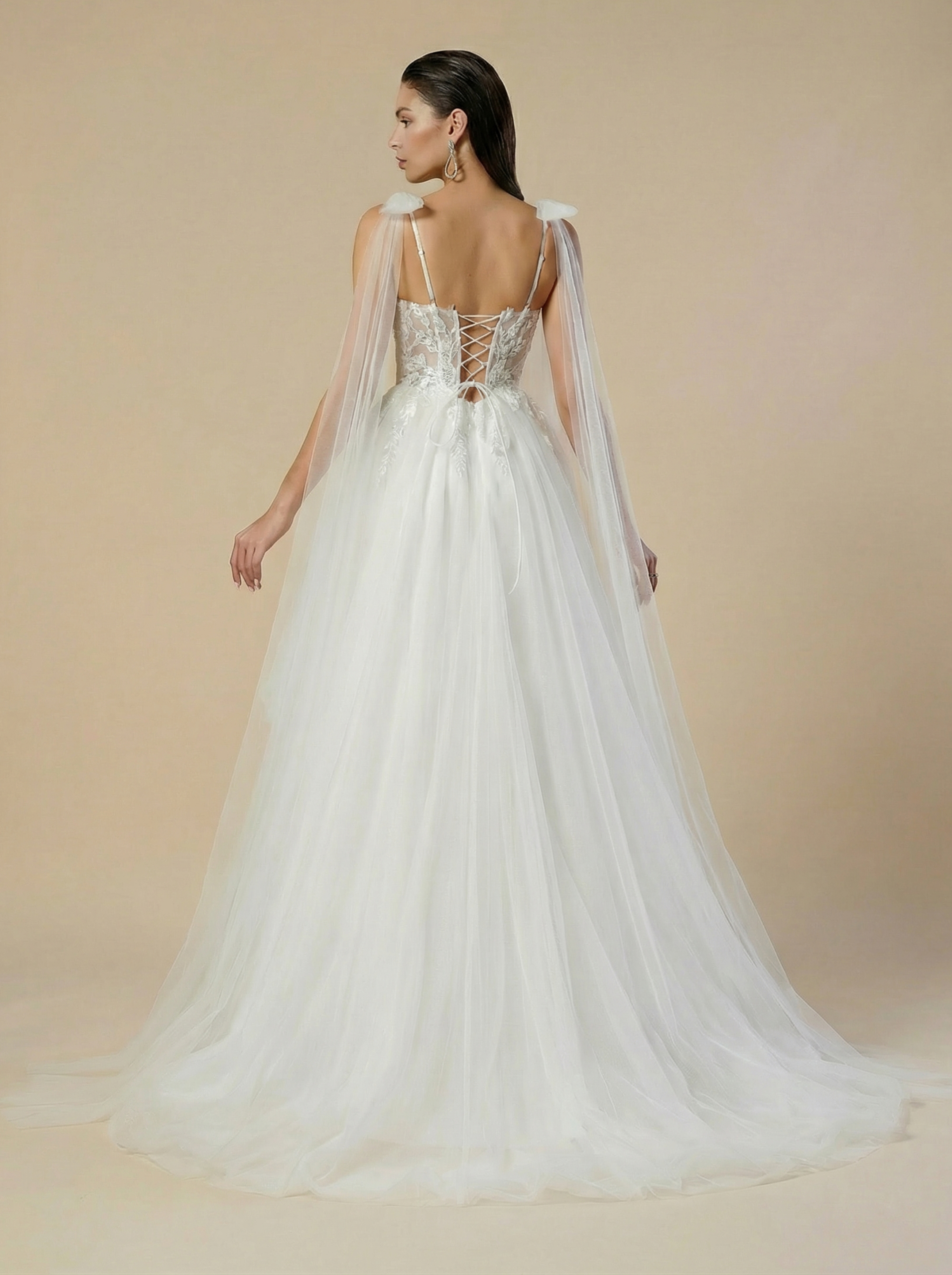 Fairy Tulle A-Line Wedding Dress with Lace Appliqu? & Bowknot