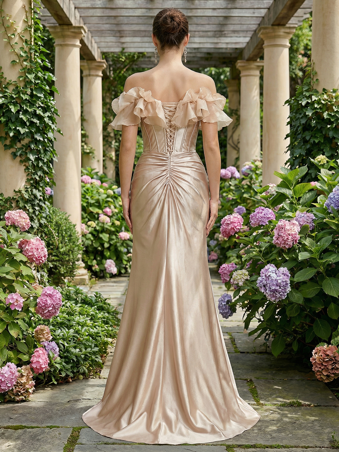 Mermaid Off The Shoulder Sleeveless Long Prom Dress with Slit