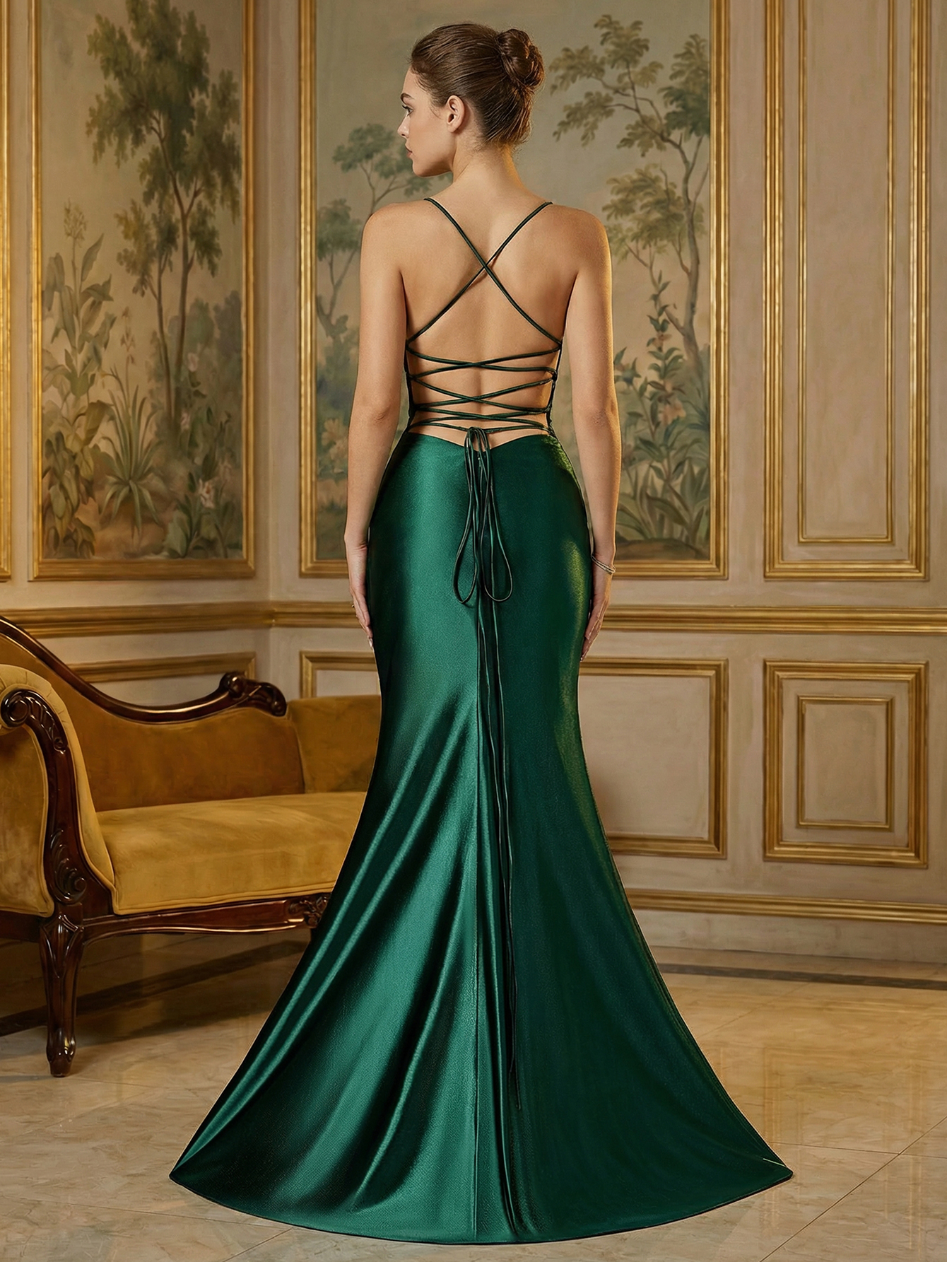 Mermaid Spaghetti Straps Lace-up Back Prom Dress With Beading