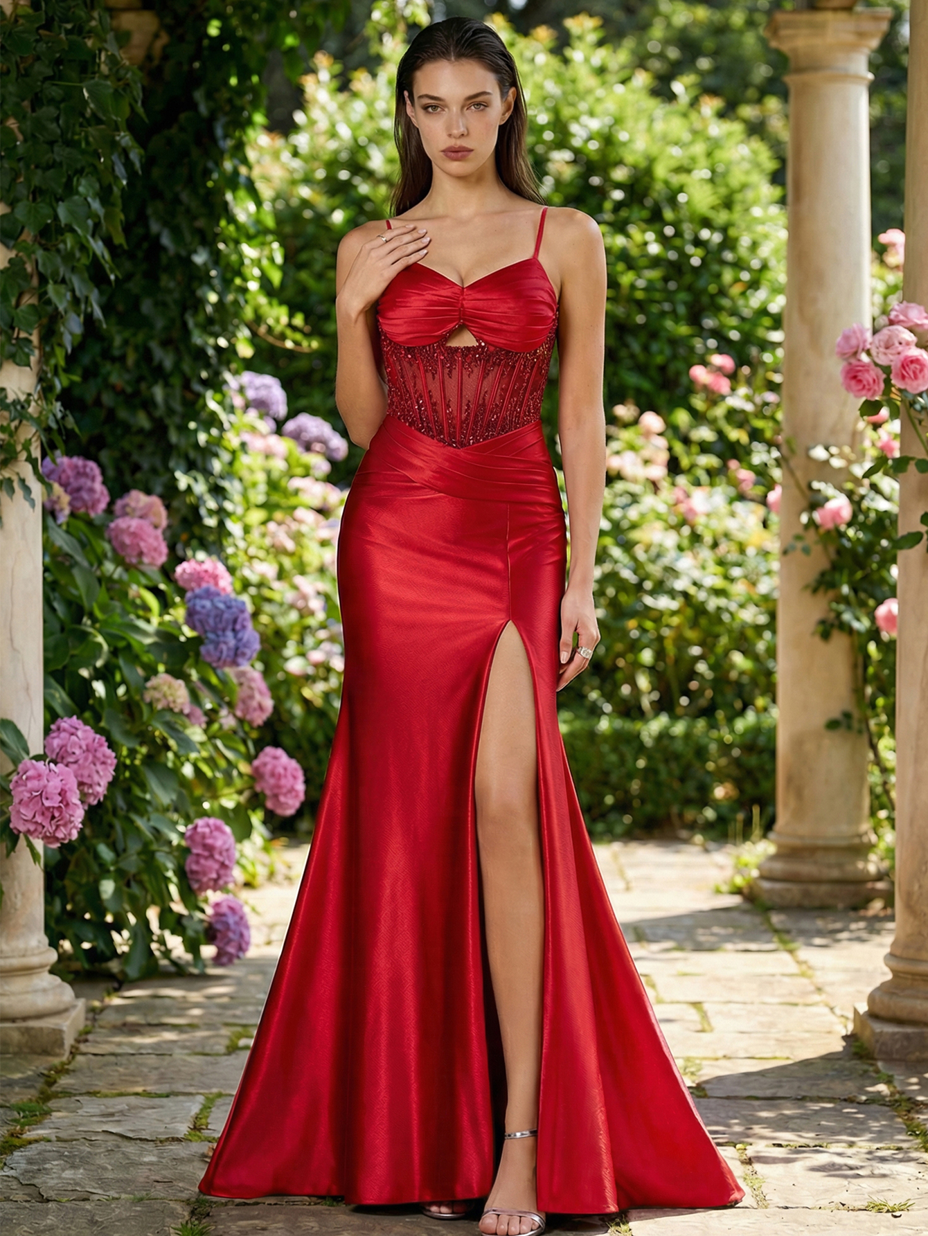 Mermaid Spaghetti Straps Long Prom Dress With Slit