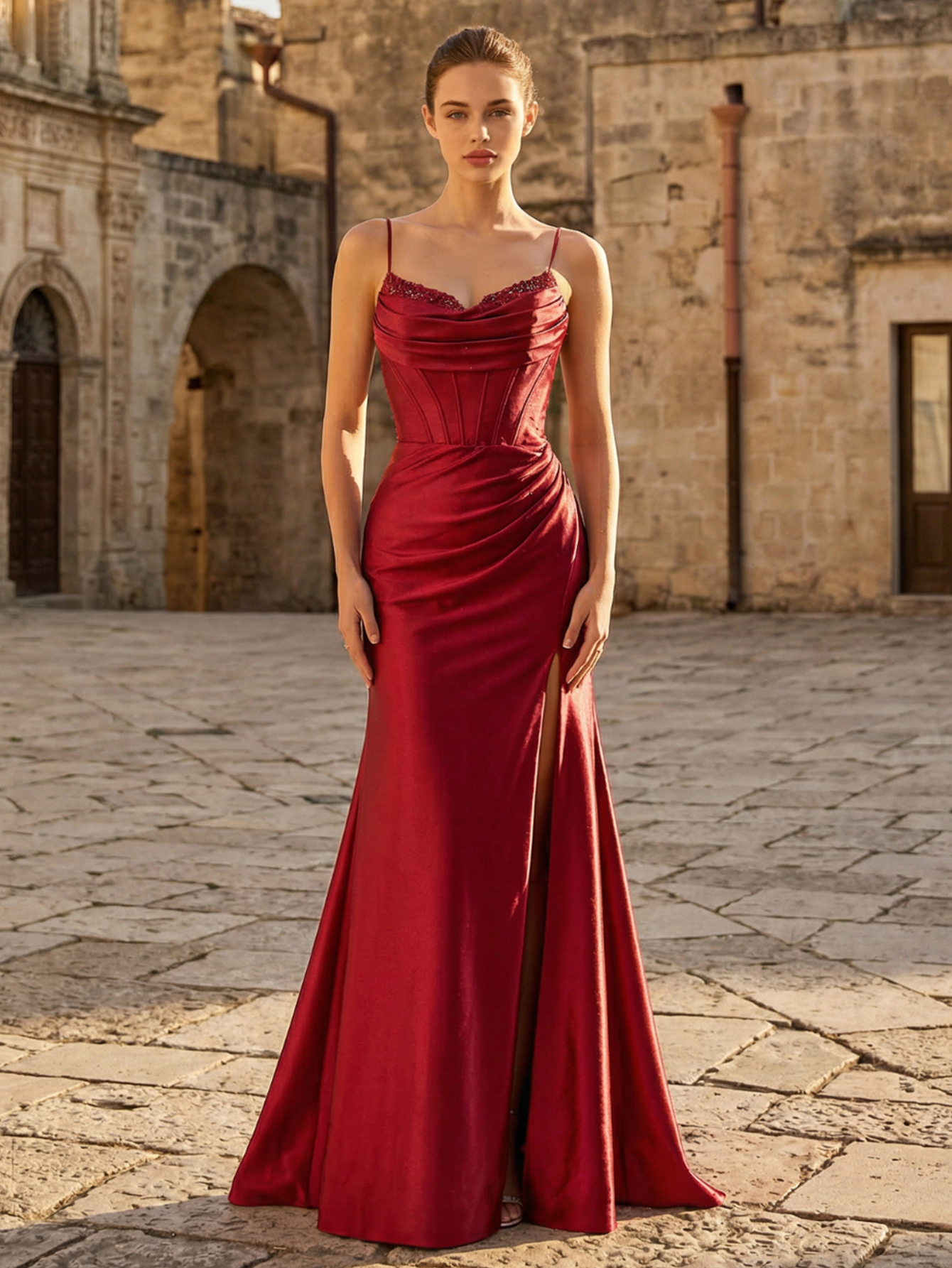 Mermaid Spaghetti Straps Prom Dress with Beading