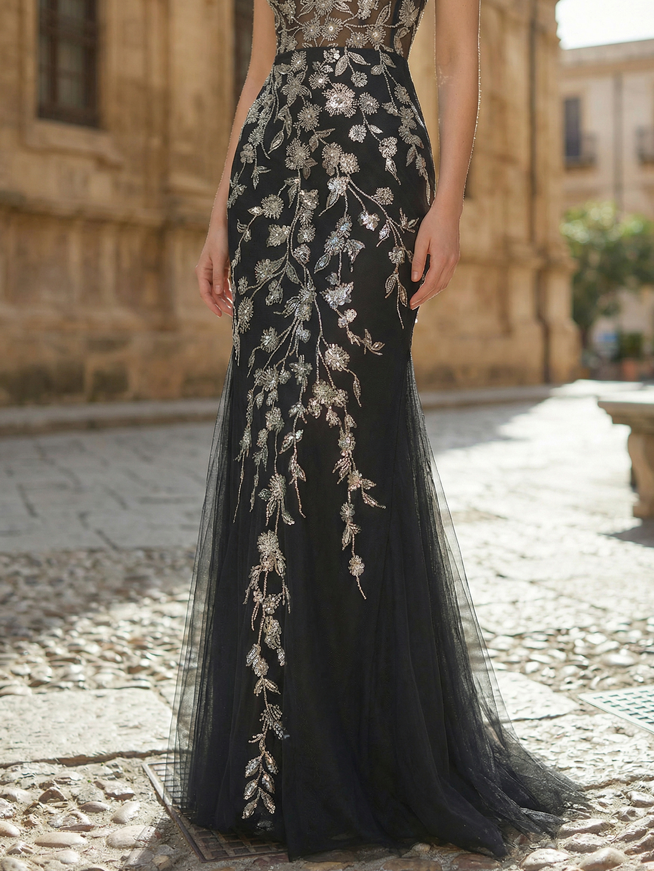 Mermaid Spaghetti Straps Sleeveless Dress With Appliqued Beading