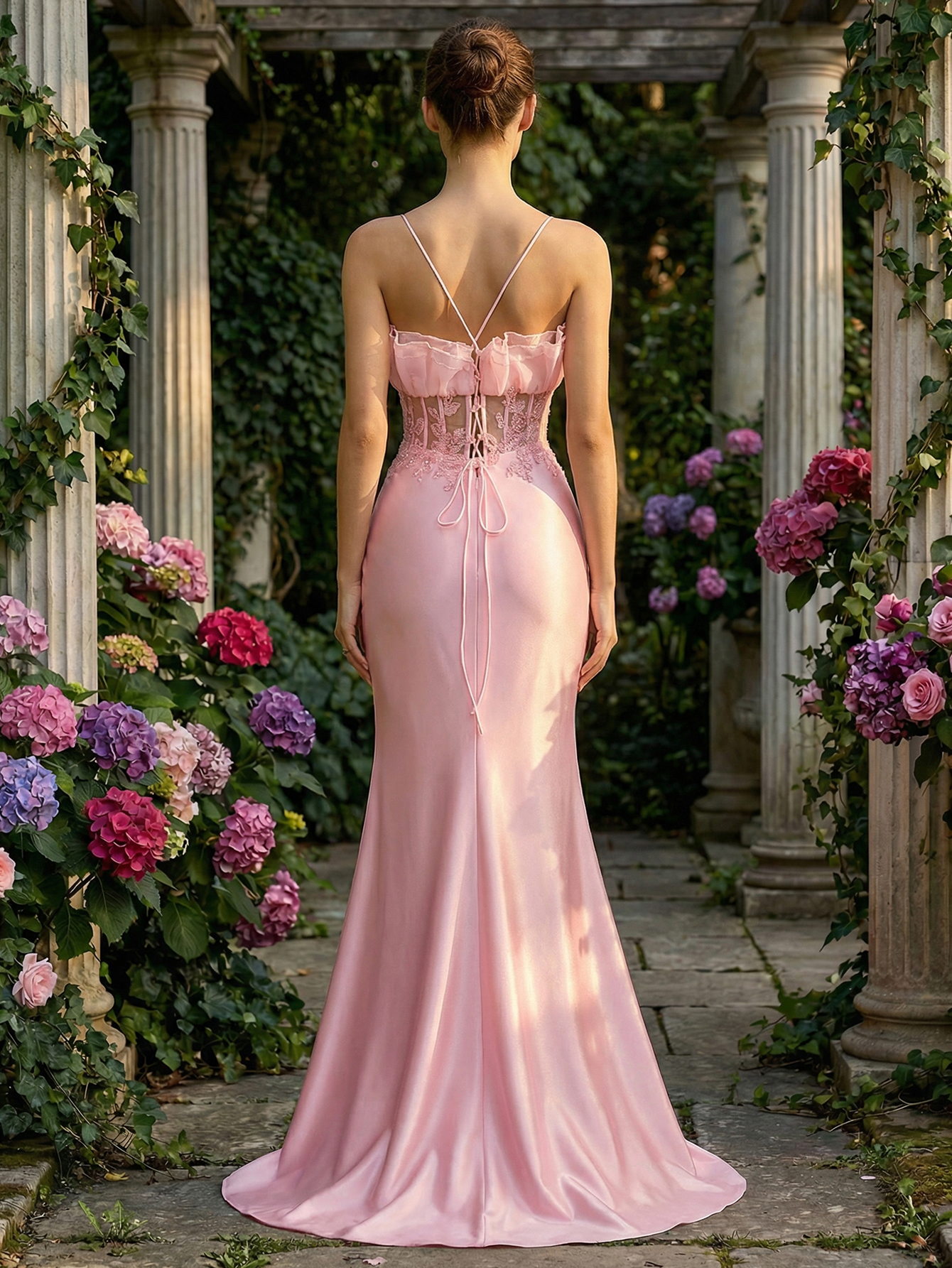 Mermaid Spaghetti Straps Sleeveless Long Prom Dress With Appliqued