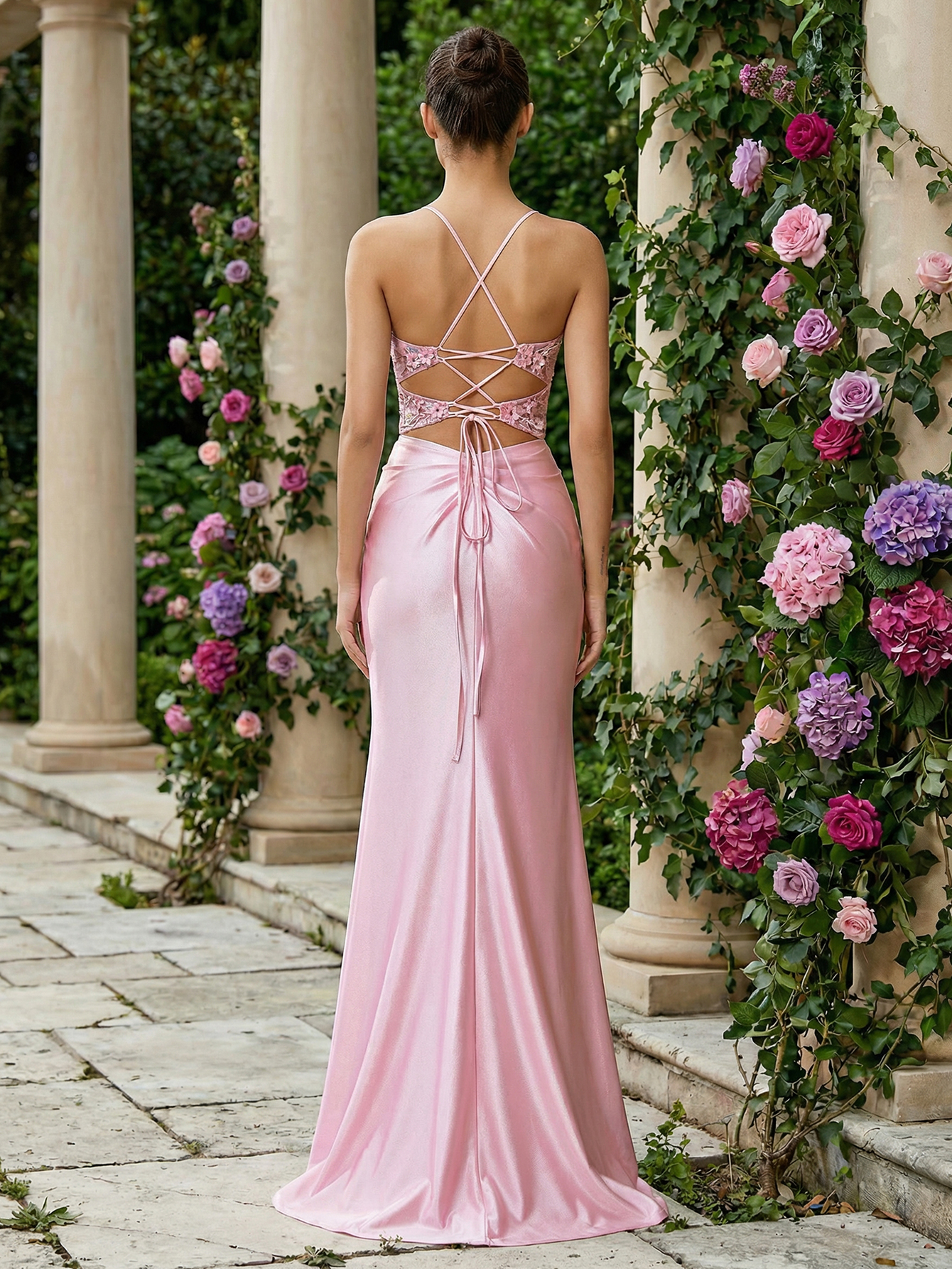 Mermaid Spaghetti Straps Sleeveless Long Prom Dress With Appliqued Beading