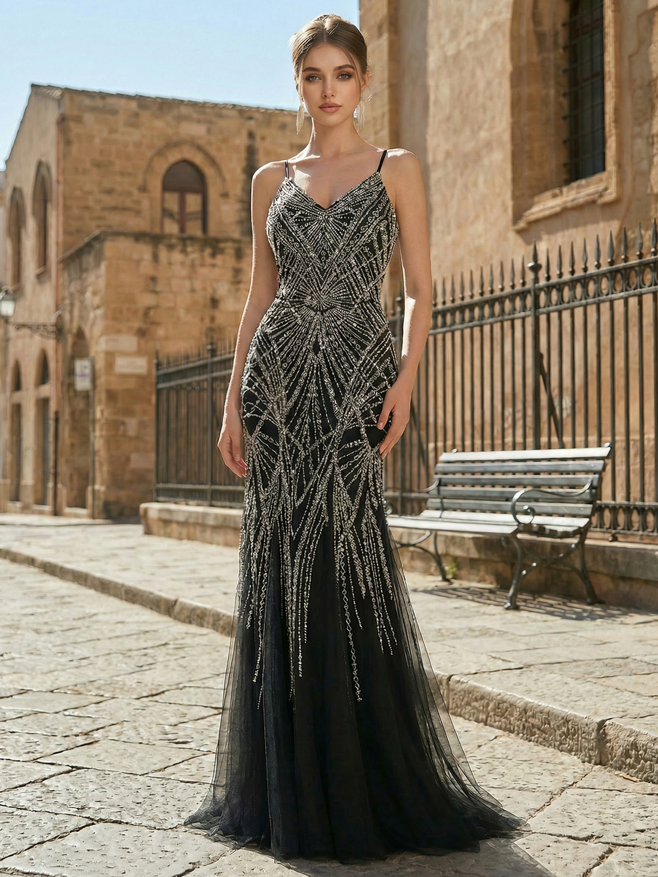 Mermaid Spaghetti Straps Sleeveless Long Prom Dress With Beading