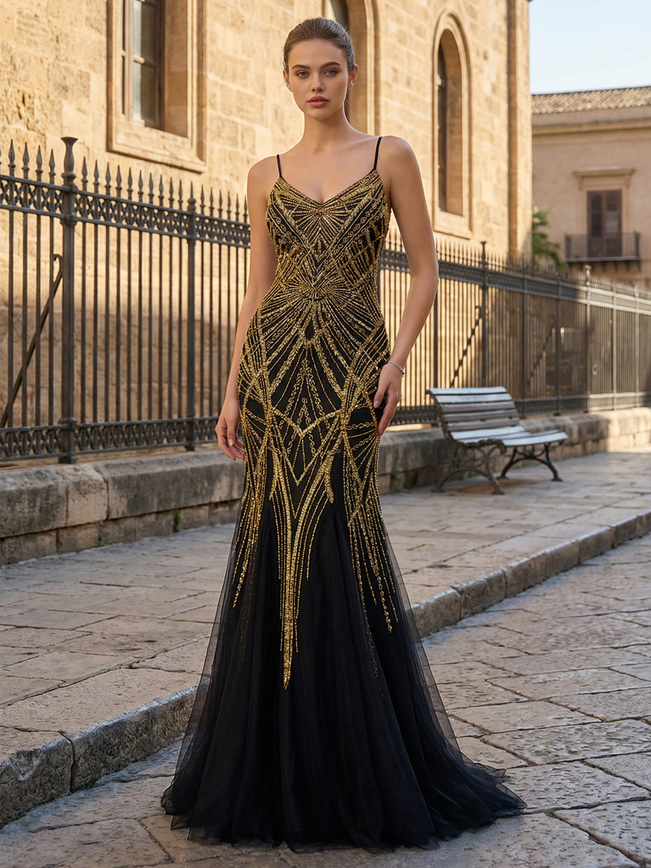 Mermaid Spaghetti Straps Sleeveless Long Prom Dress With Beading