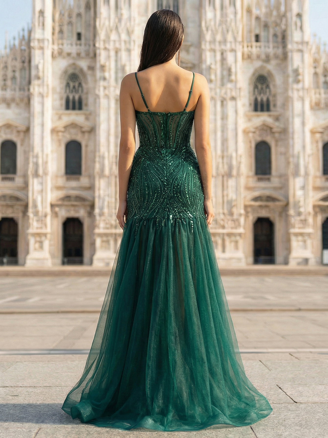 Mermaid Spaghetti Straps Sleeveless Long Prom Dress With Beading