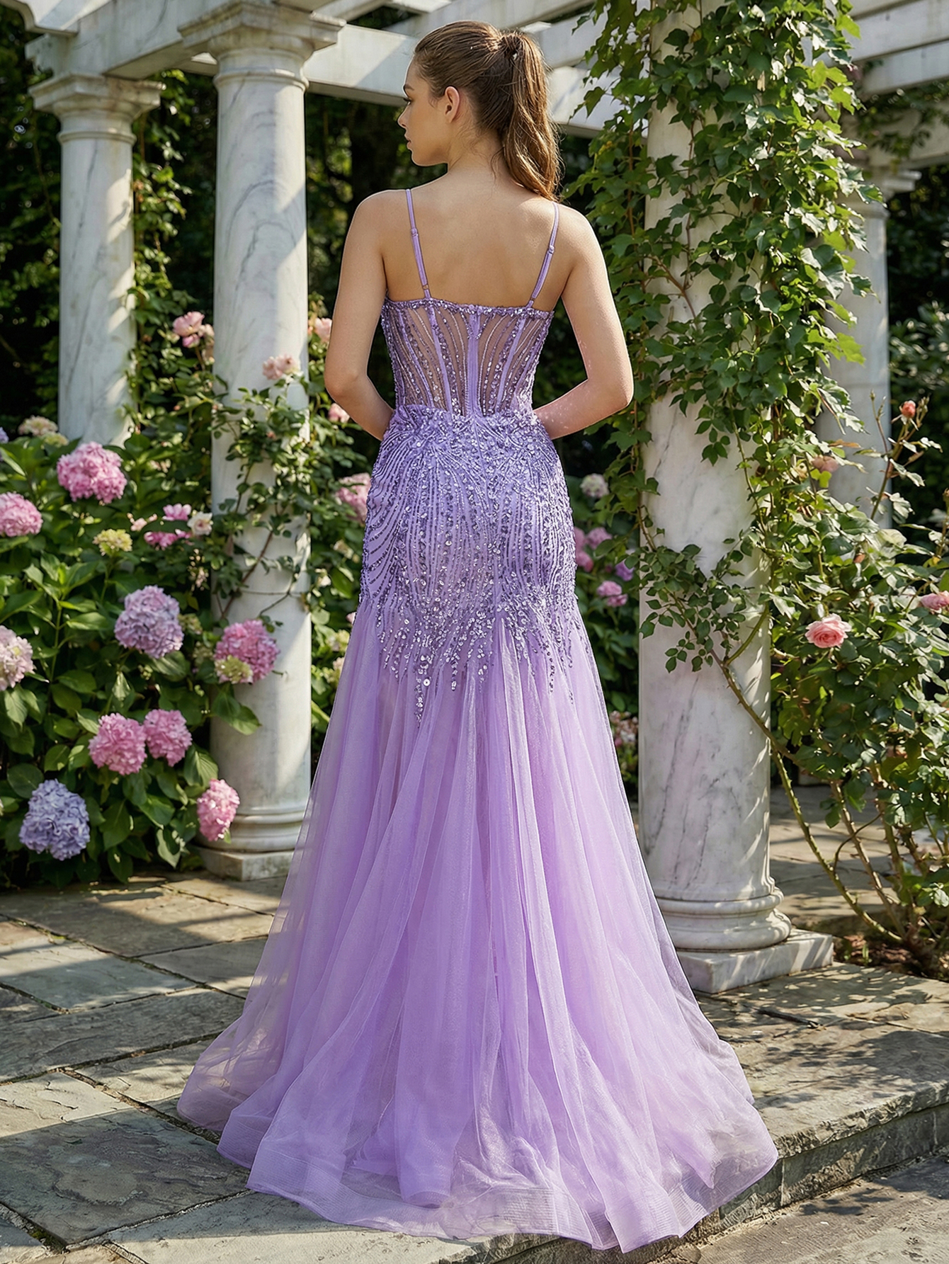 Mermaid Spaghetti Straps Sleeveless Long Prom Dress With Beading