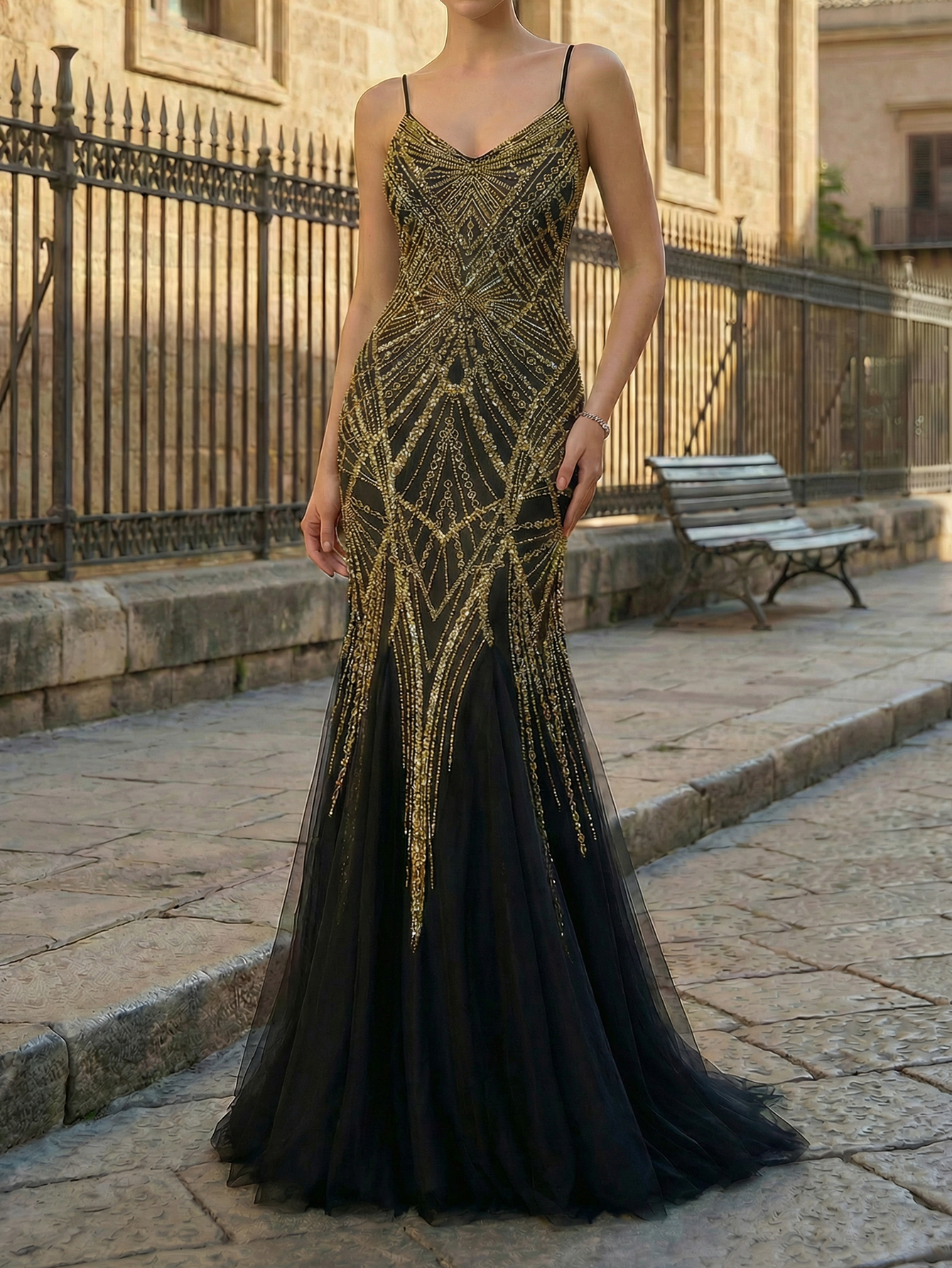 Mermaid Spaghetti Straps Sleeveless Long Prom Dress With Beading