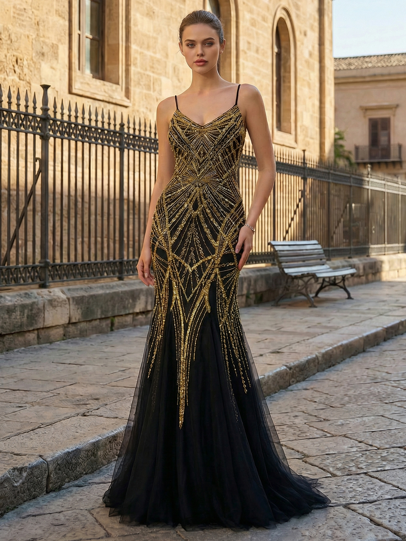 Mermaid Spaghetti Straps Sleeveless Long Prom Dress With Beading