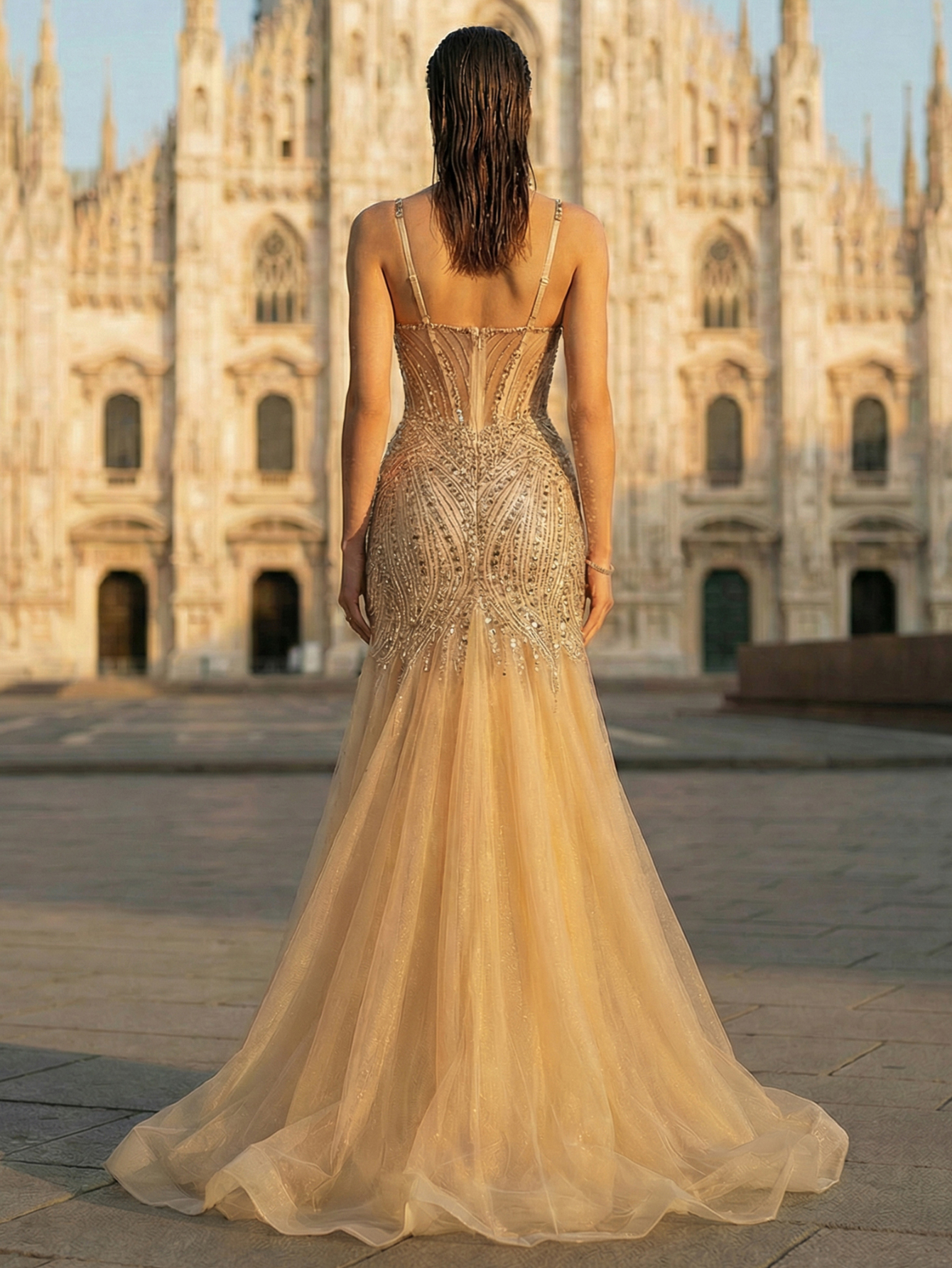 Mermaid Spaghetti Straps Sleeveless Long Prom Dress With Beading
