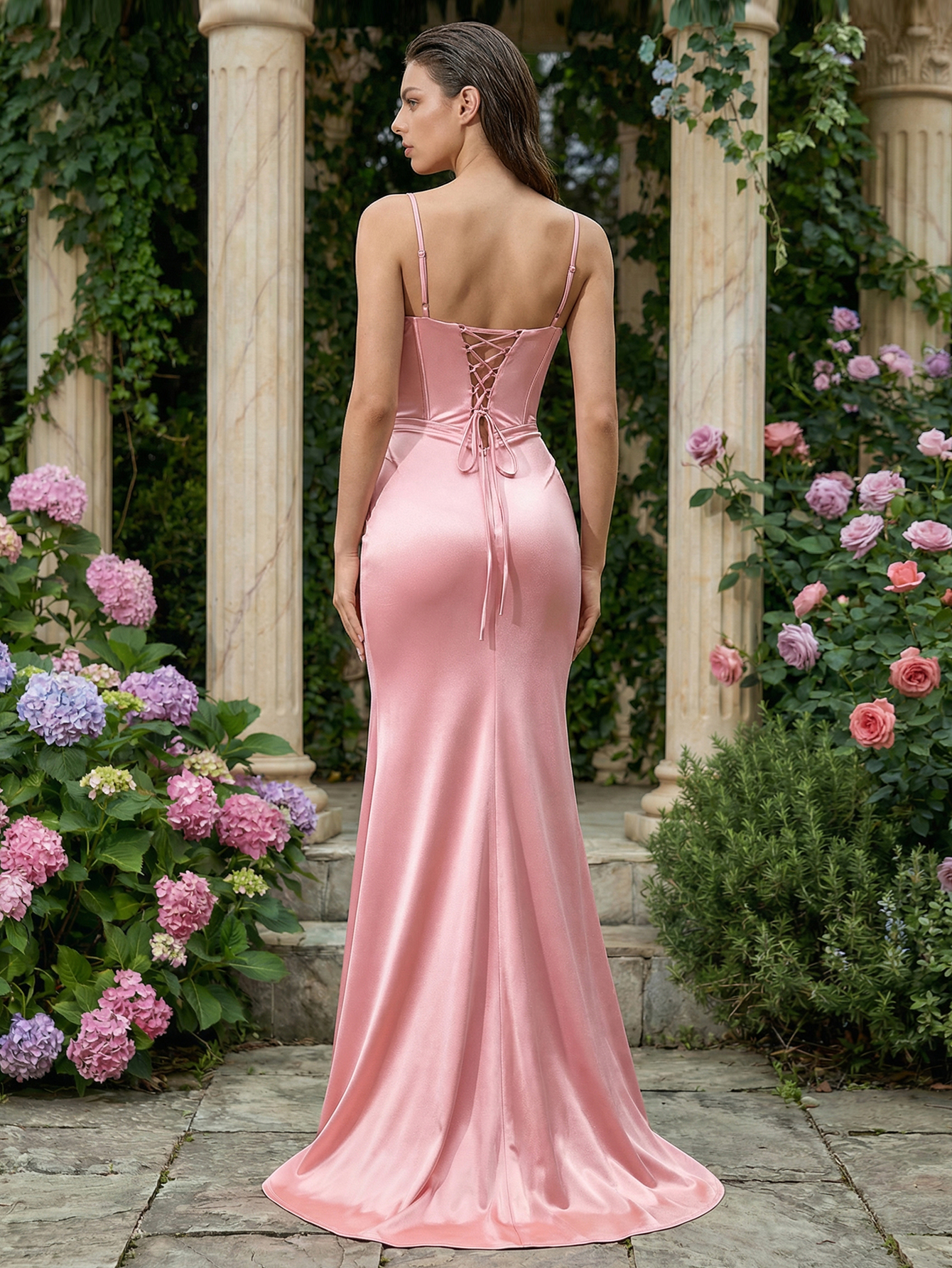 Mermaid Spaghetti Straps Sleeveless Long Prom Dress With Pleated