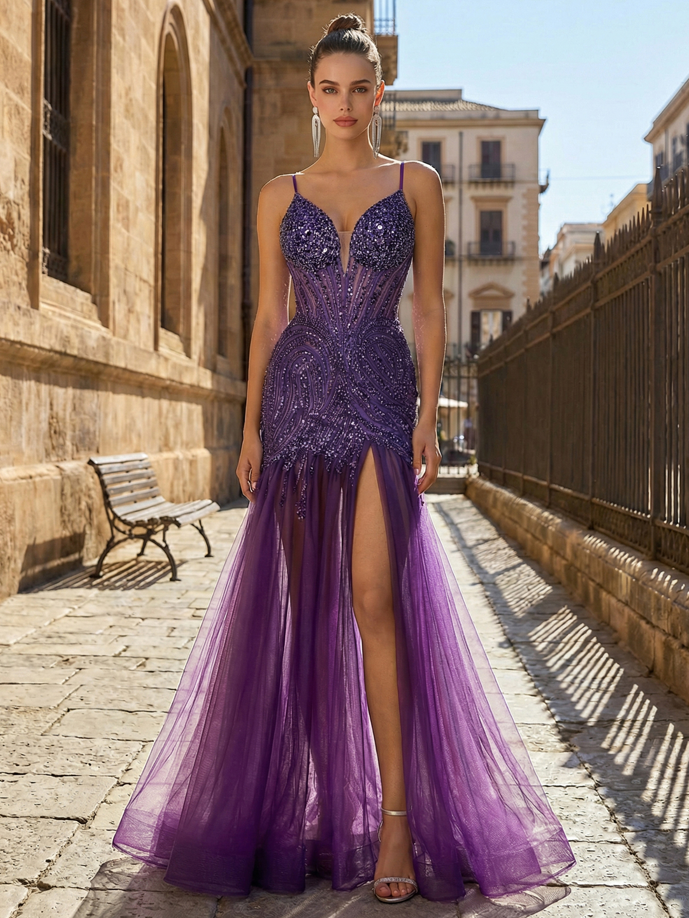 Mermaid Spaghetti Straps Sleeveless Long Prom Dress with Beading
