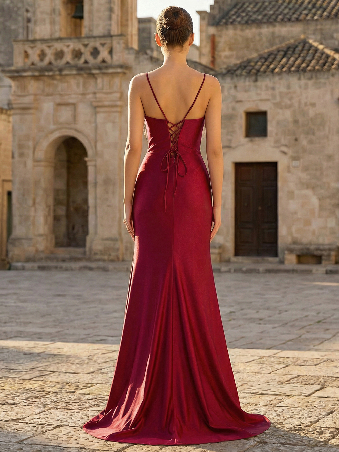 Mermaid Spaghetti Straps Sleeveless Prom Dresses With Appliqued Beading