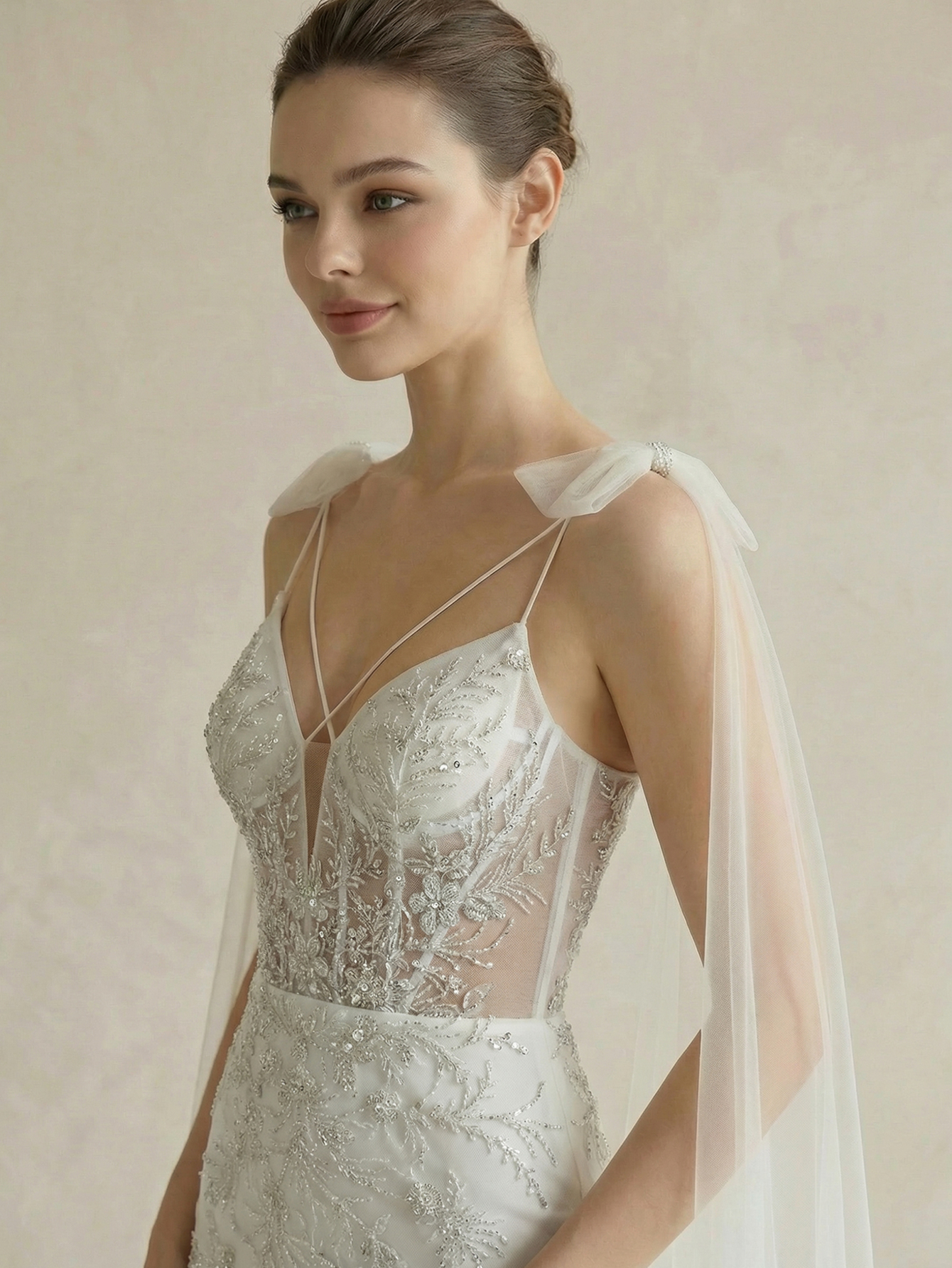 Mermaid Spaghetti Straps Wedding Dress with Beading