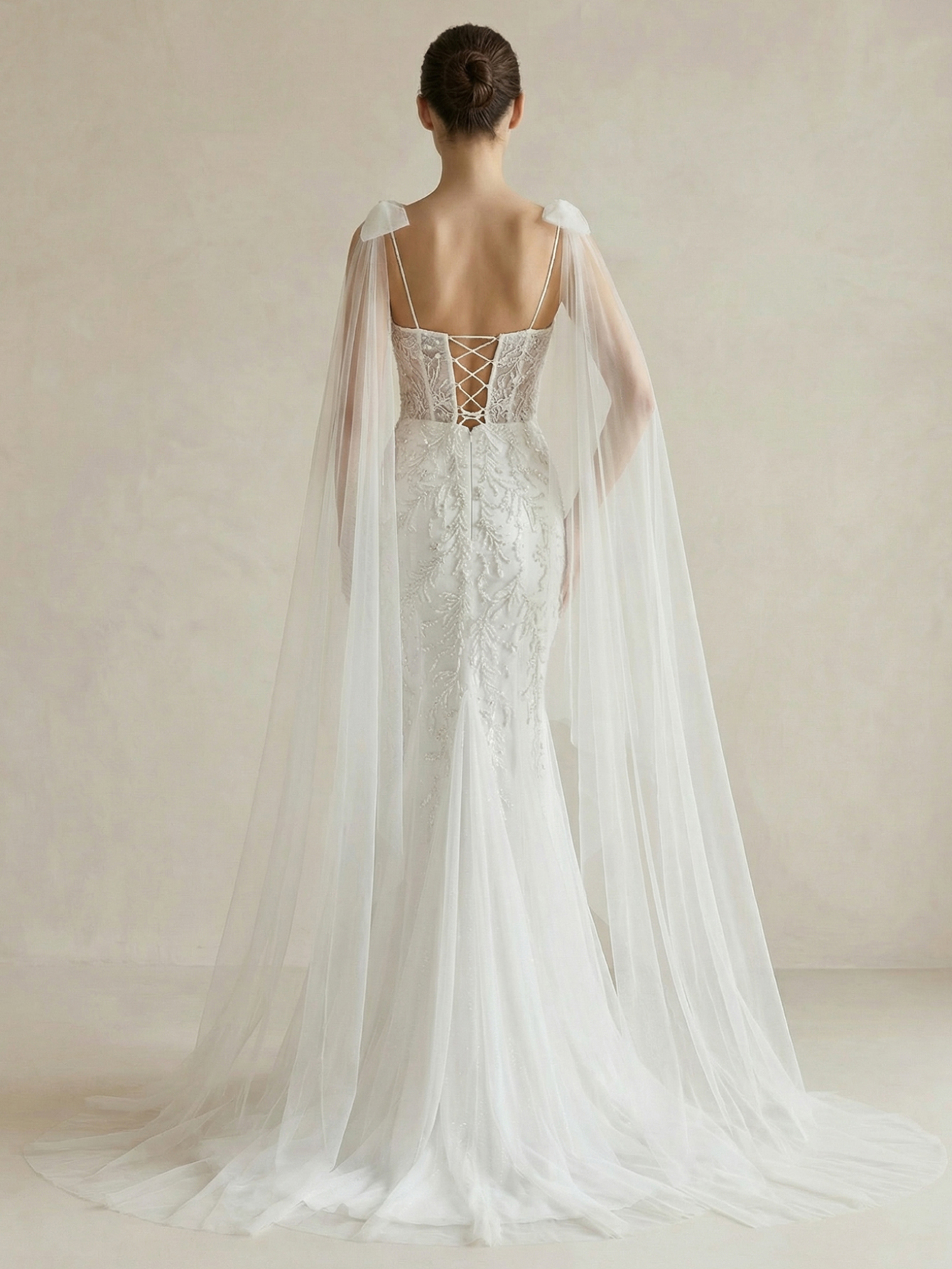 Mermaid Spaghetti Straps Wedding Dress with Beading