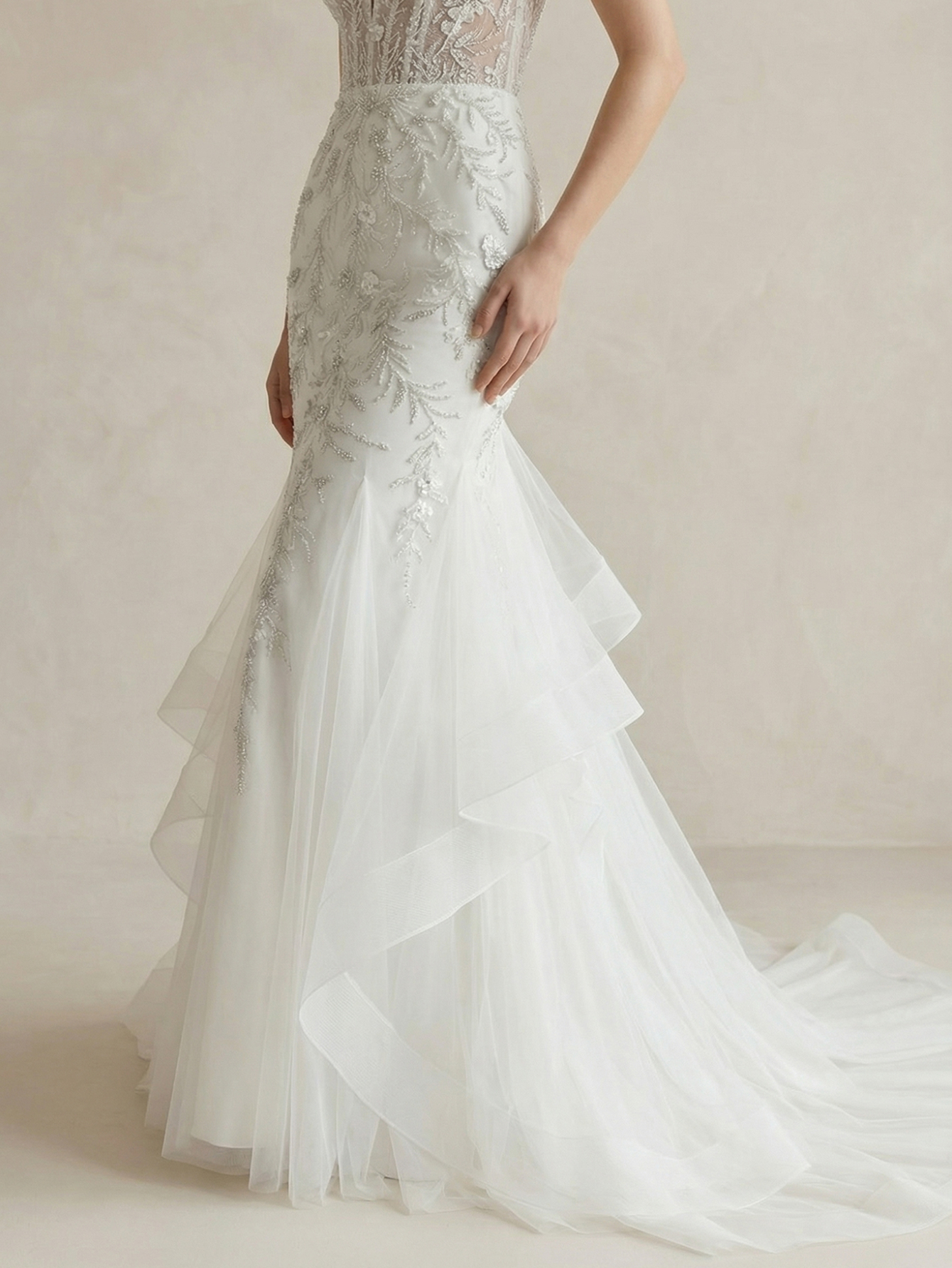 Mermaid Spaghetti Straps Wedding Dress with Beading