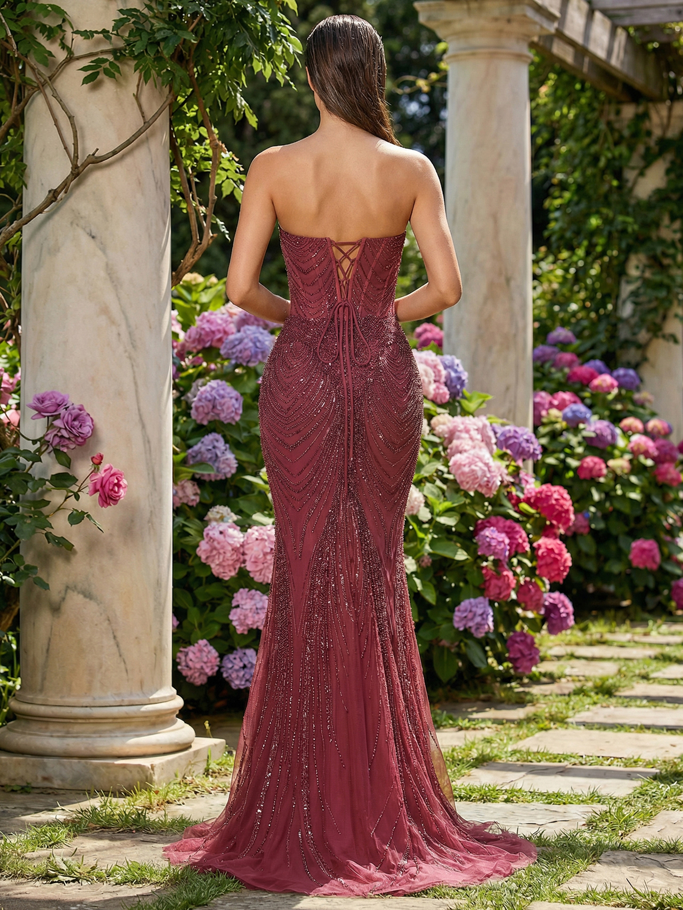 Mermaid Strapless Sleeveless Long Prom Dress With Beading