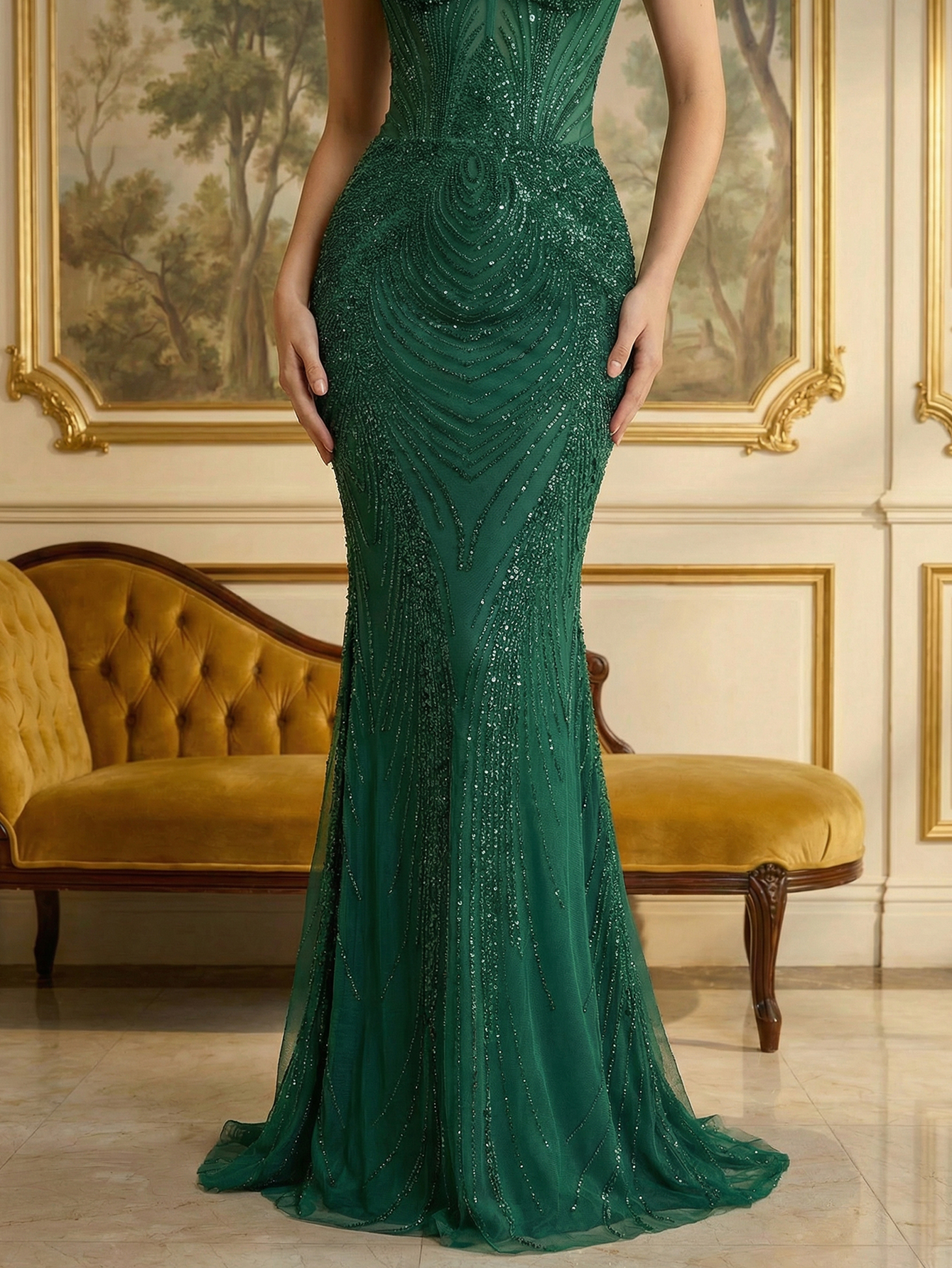 Mermaid Strapless Sleeveless Long Prom Dress With Beading