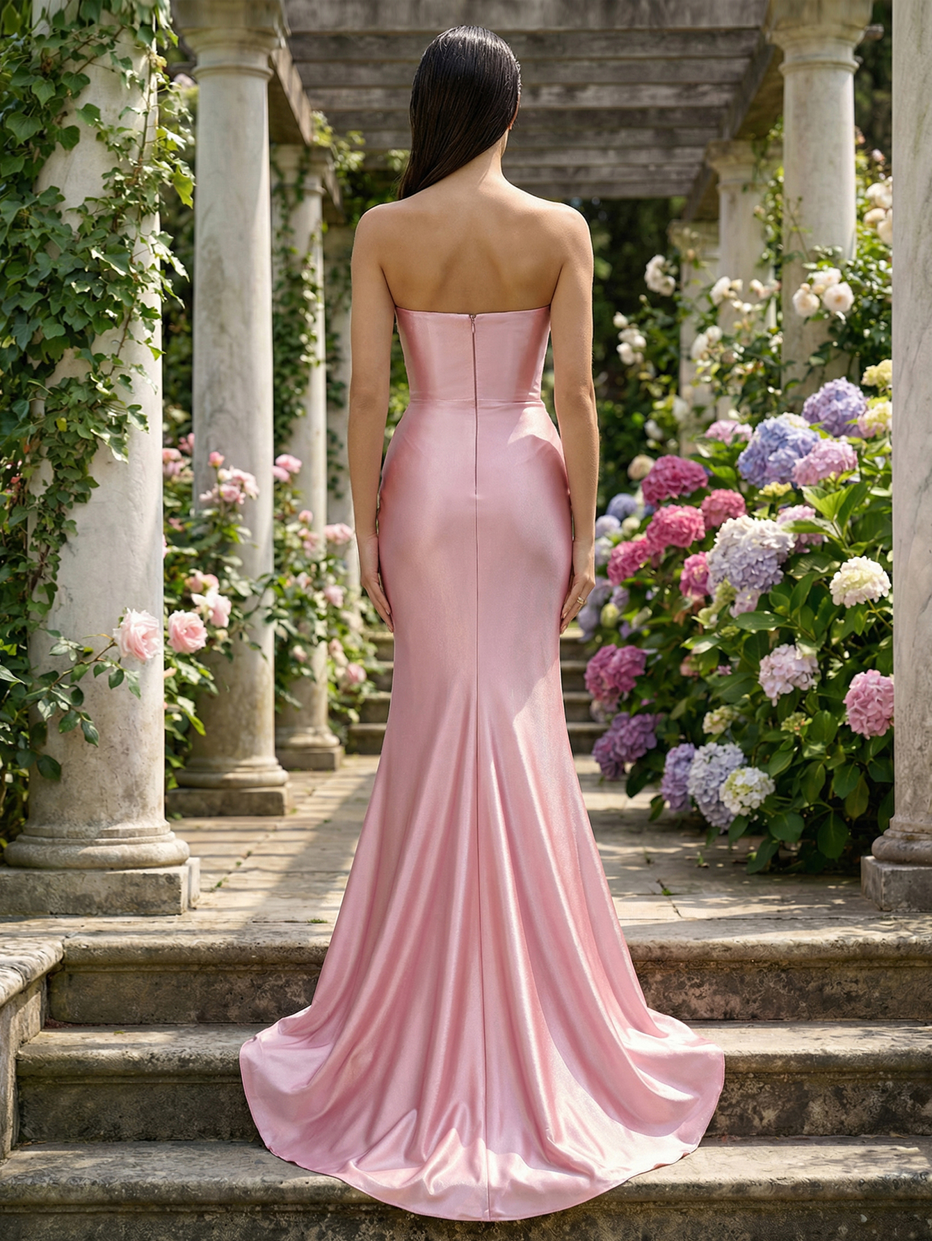 Mermaid Strapless Sleeveless Long Prom Dress With Slit