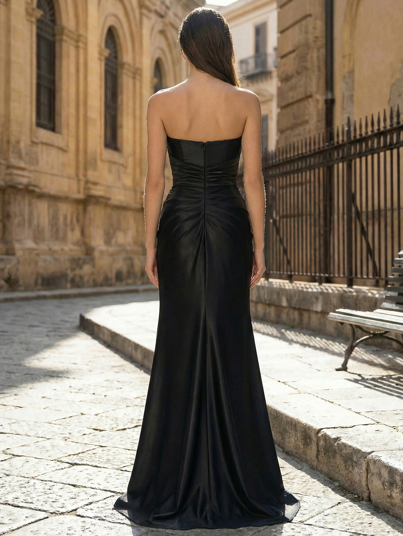 Mermaid Strapless Sleeveless Long Prom Dress With Slit