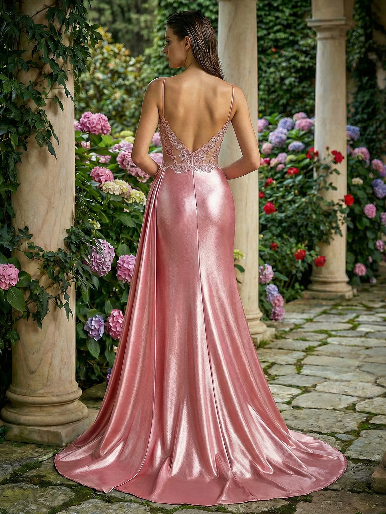 Mermaid Strapless Sleeveless Long Prom Dress with Appliqued