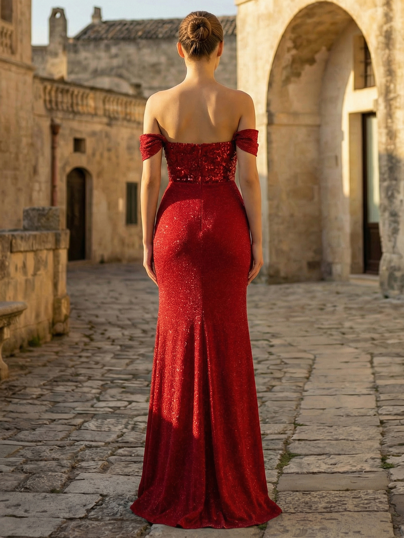 Off The Shoulder Mermaid Long Prom Dress with Slit