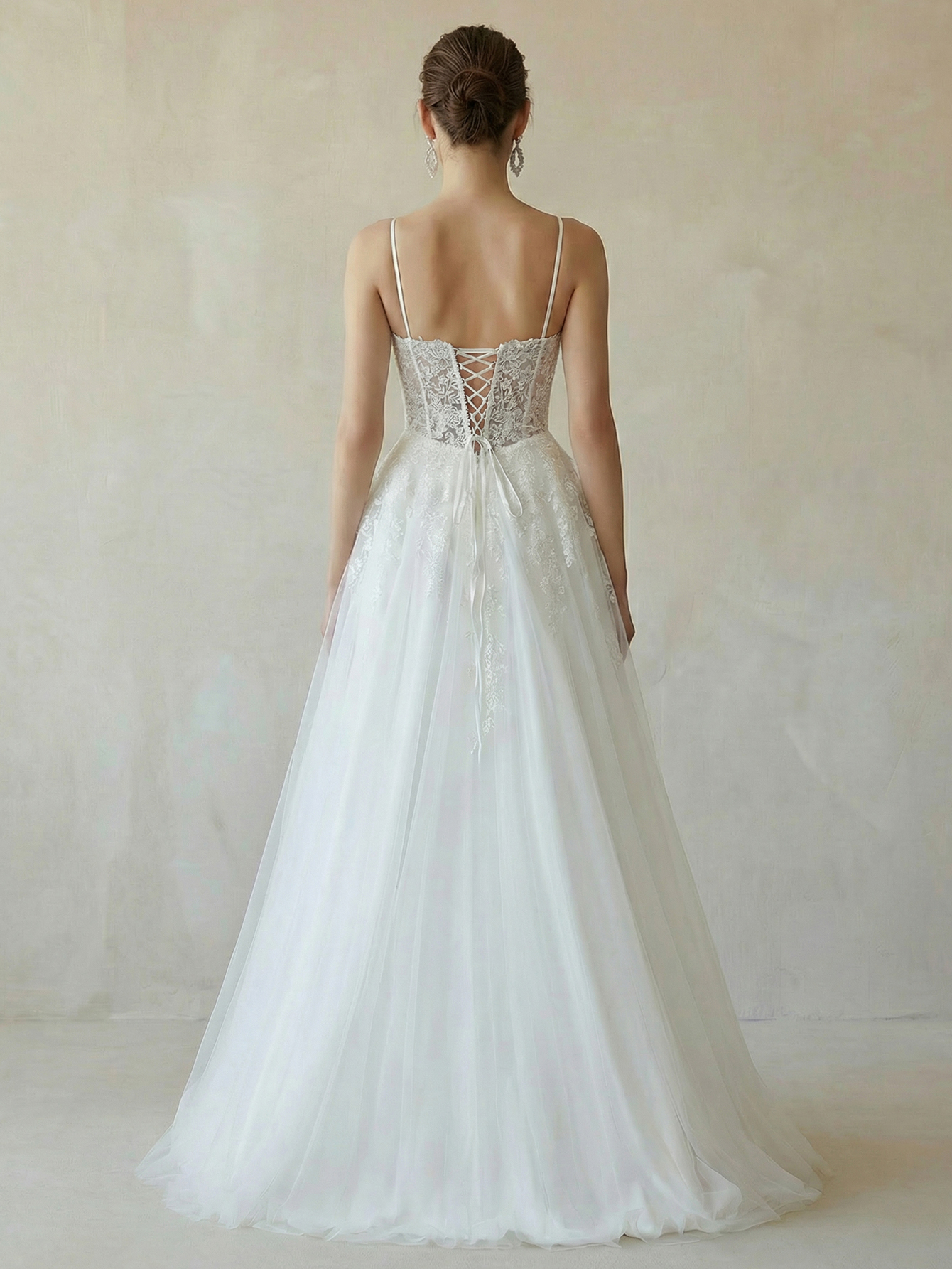 Spaghetti Straps Wedding Dress with Appliqued Beading