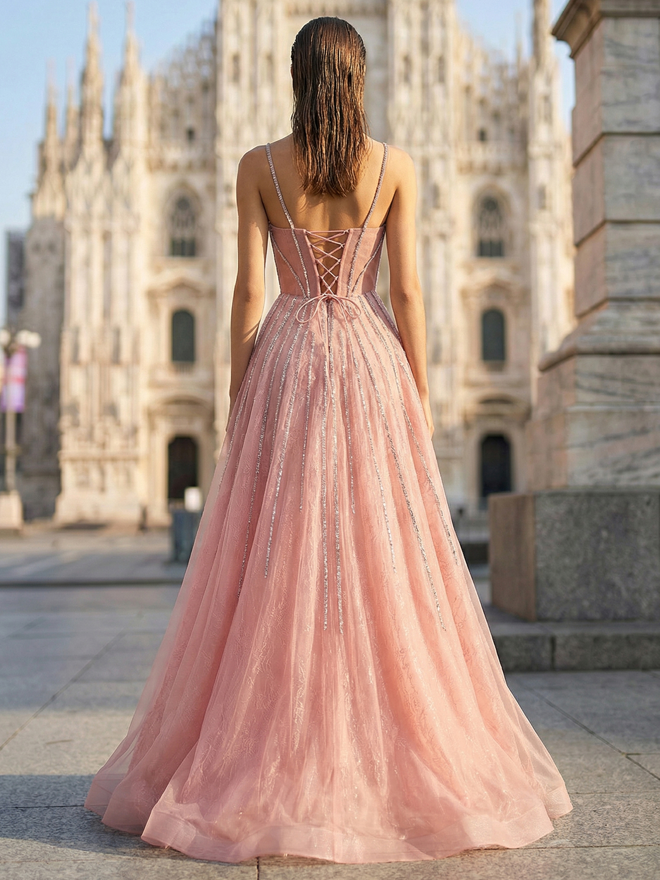 Stunning Champagne Beaded Mermaid Gown with Illusion Neckline