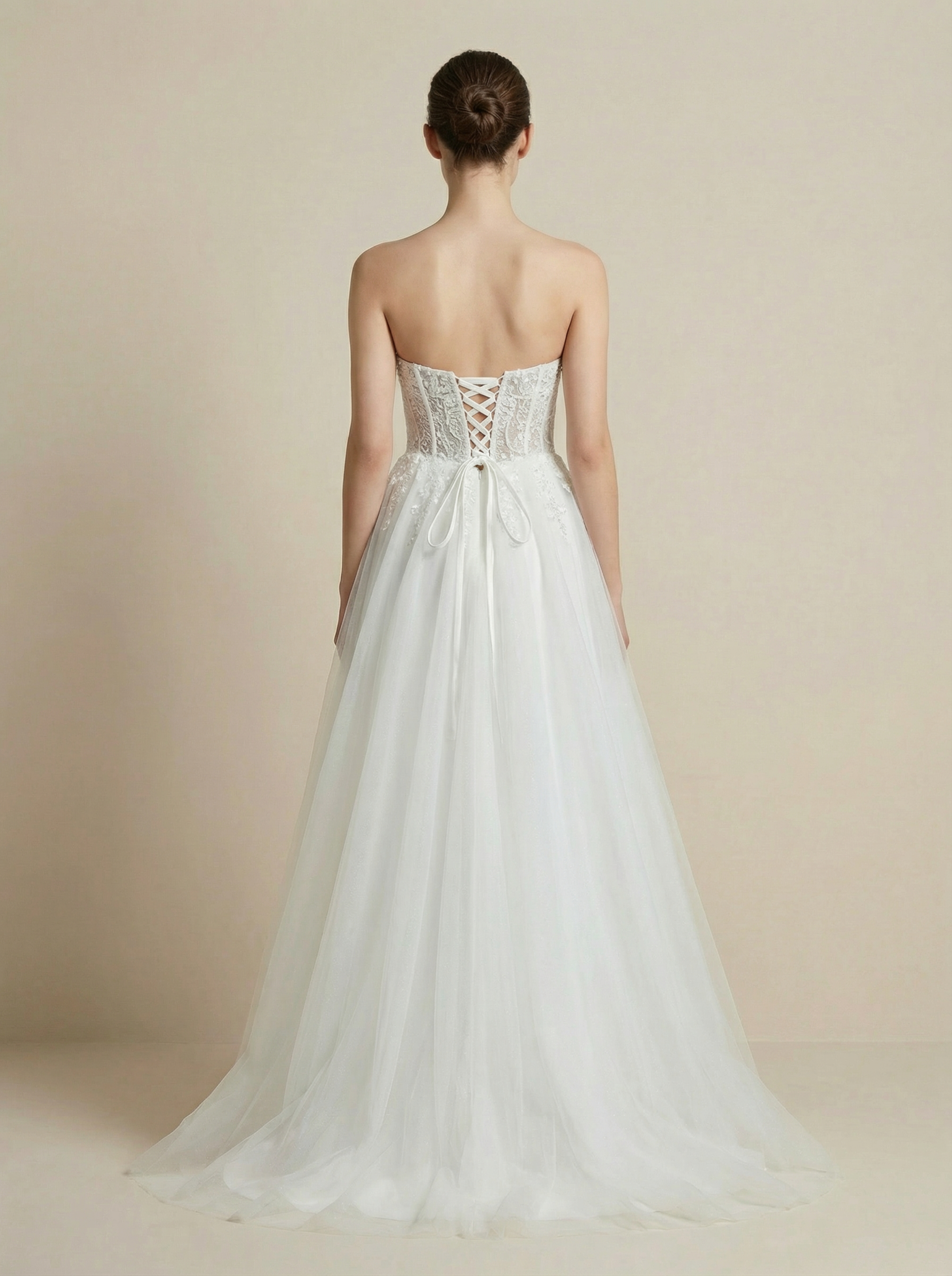 A-Line Tulle Embroidered Wedding Dress with Elegant Train