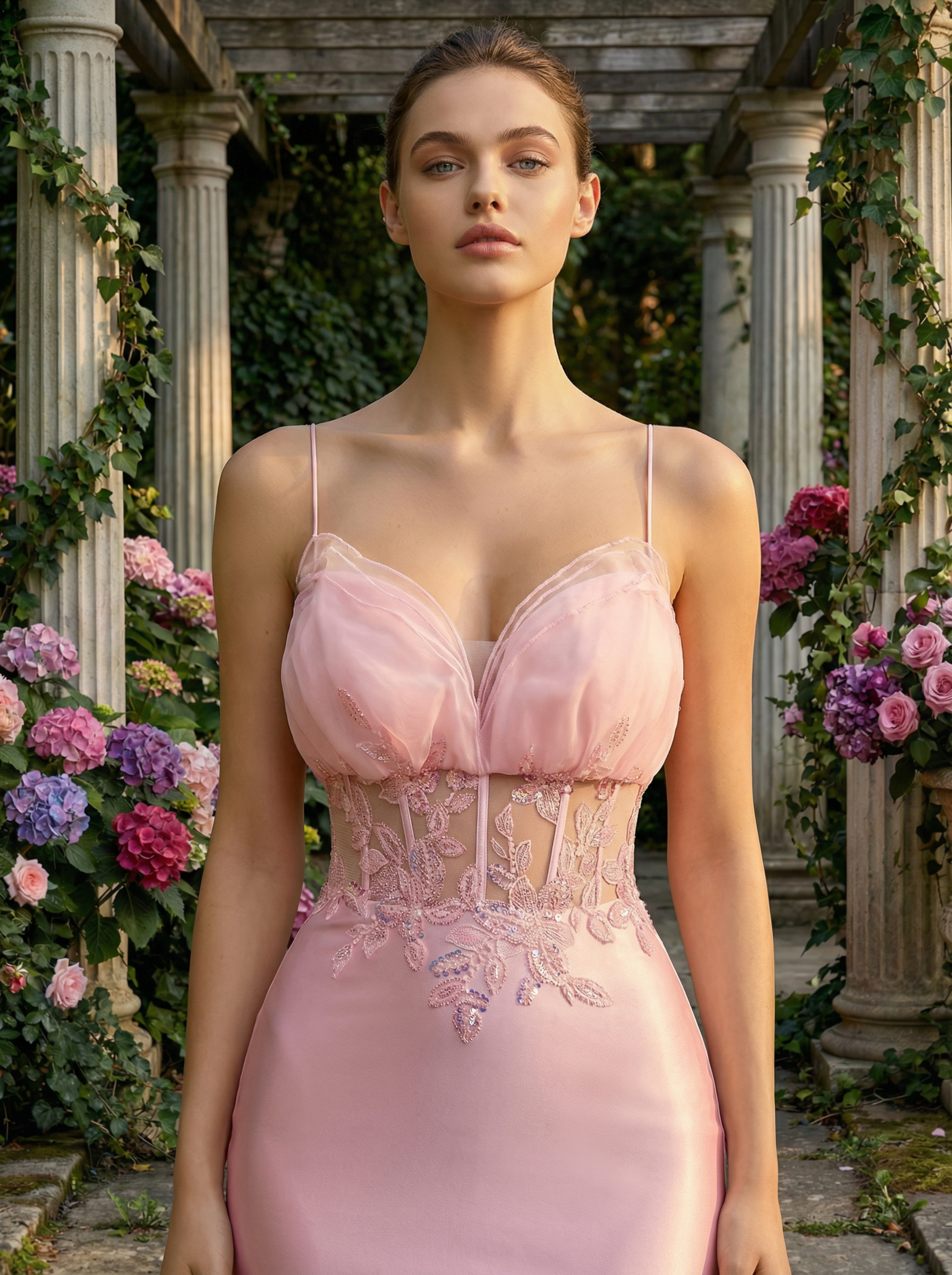 Cute Spaghetti Strap Beaded Embroidery Mermaid Evening Gown