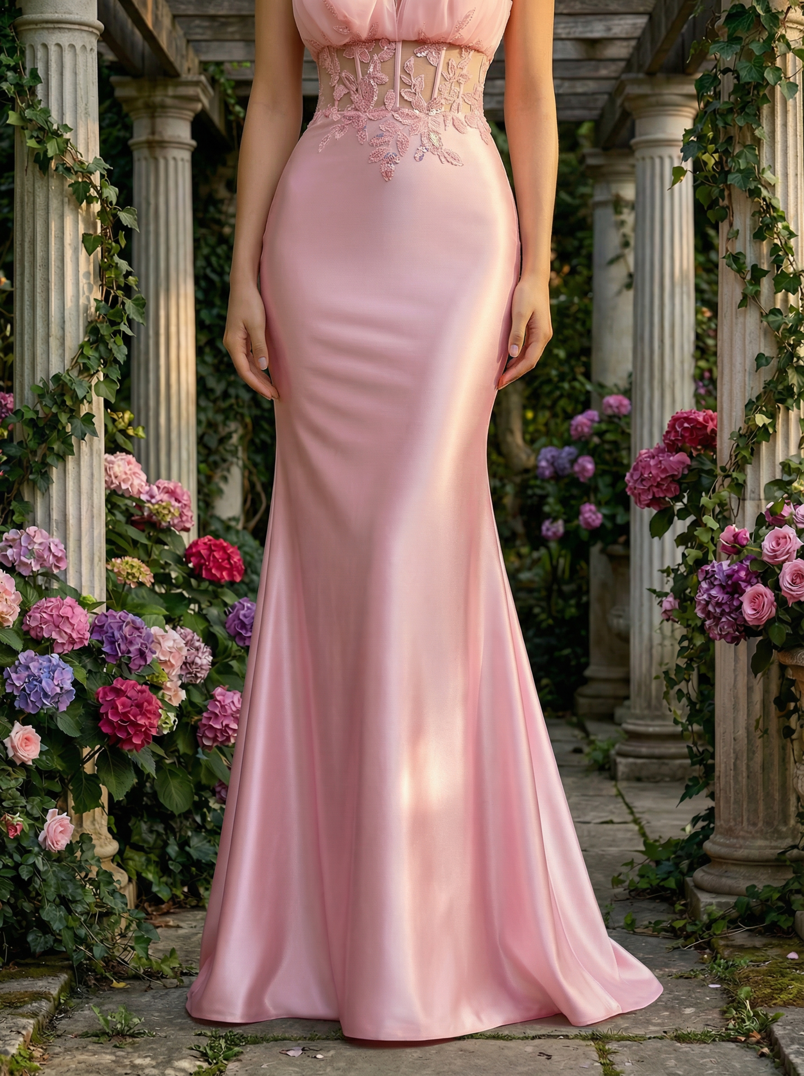 Cute Spaghetti Strap Beaded Embroidery Mermaid Evening Gown