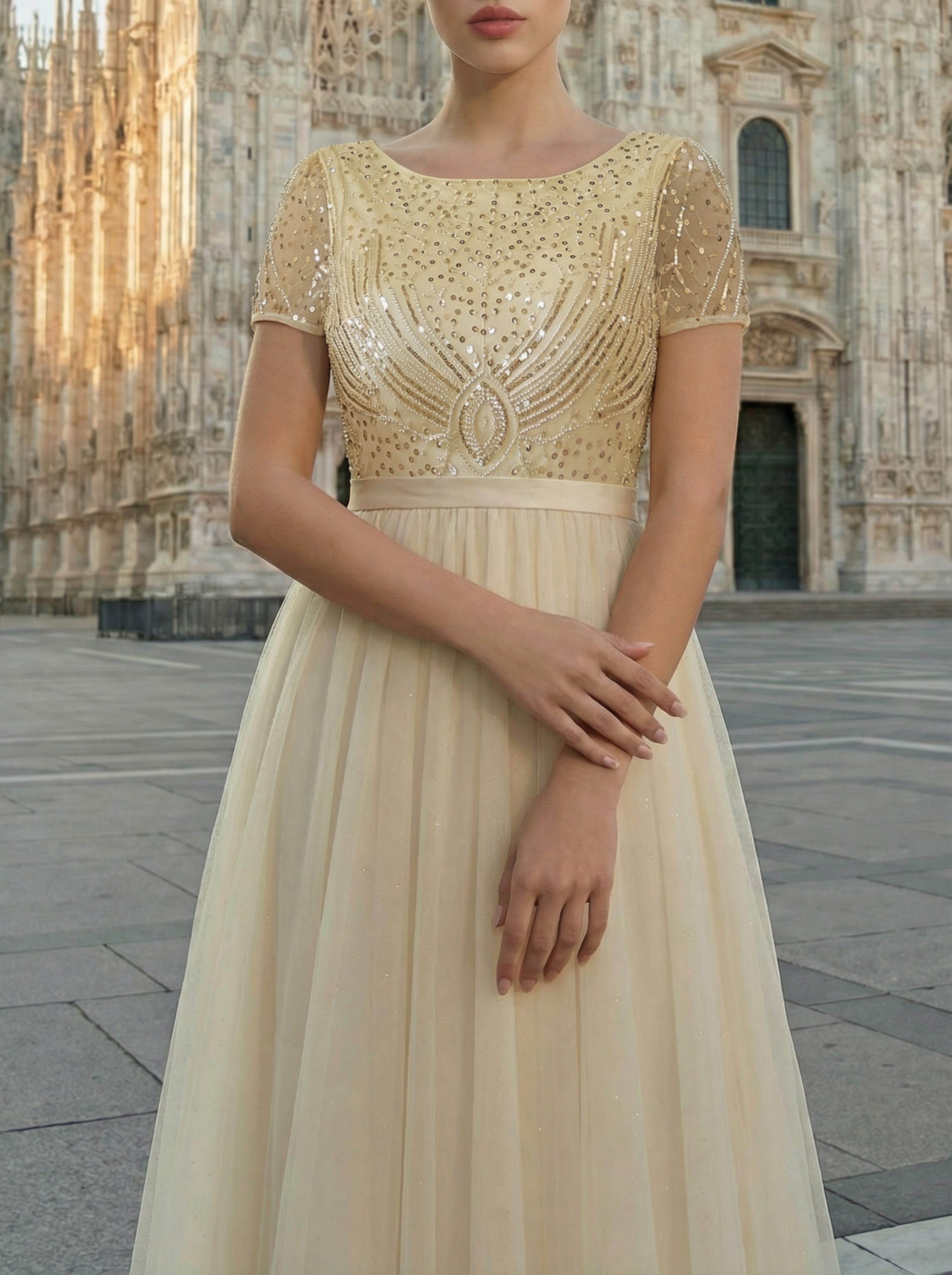 Charming A-line Pleated Long Evening Dresses With Beading