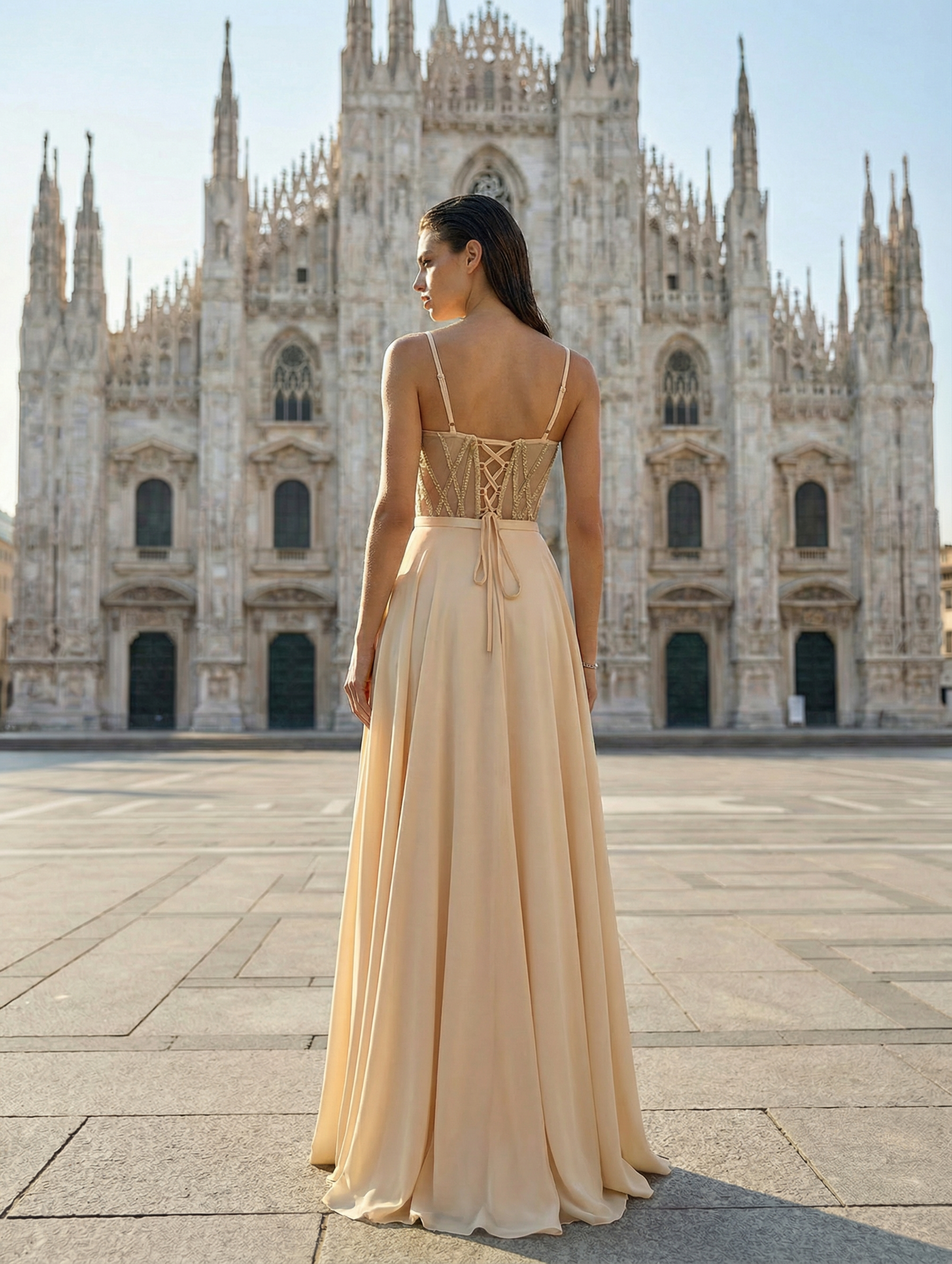 Chic Champagne Sheer Mermaid Gown with Intricate Beading and a Seductive Slit