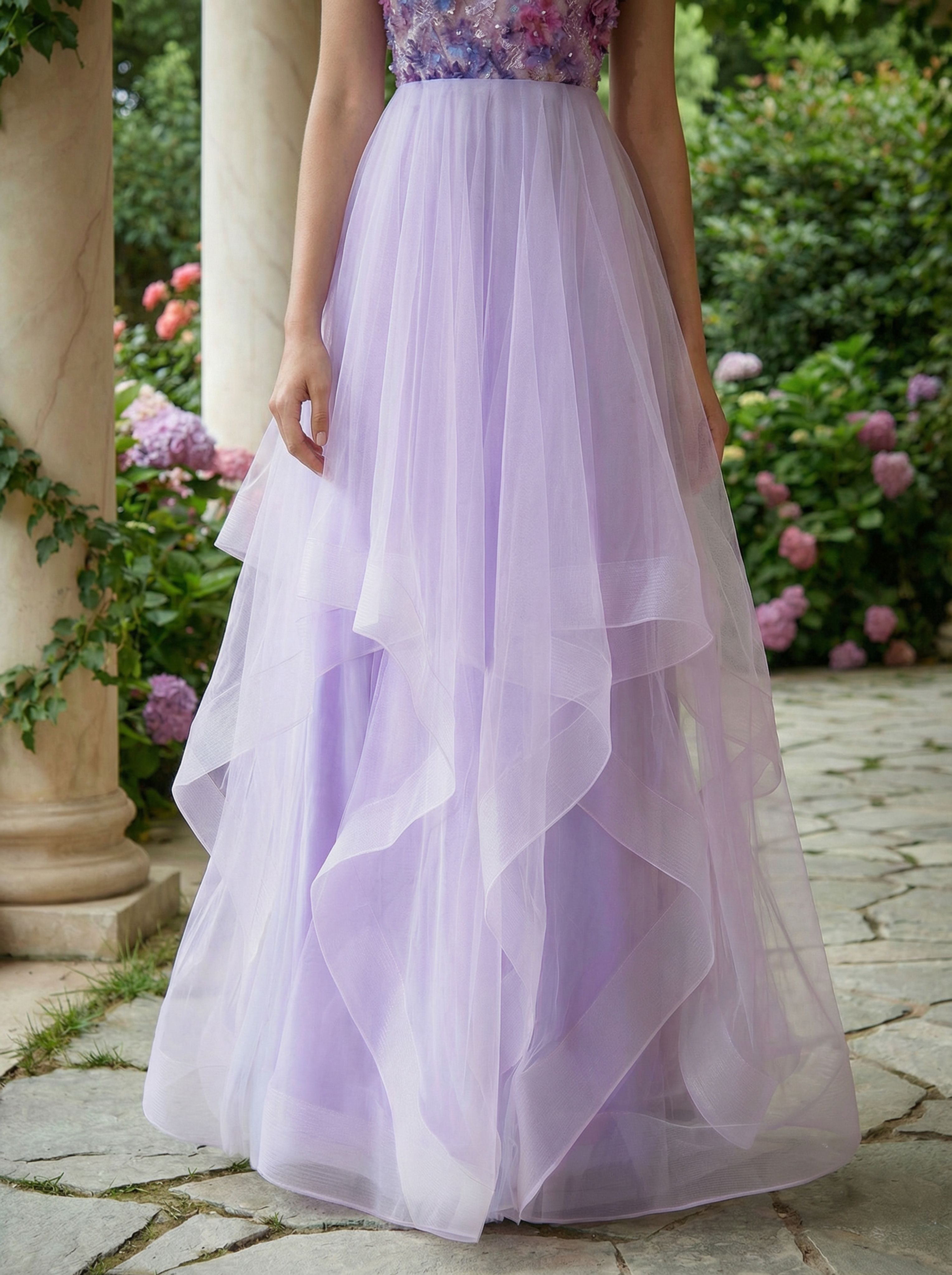 Colorful Spaghetti-Strap Prom Dress with Multi-Layered Tulle Skirt