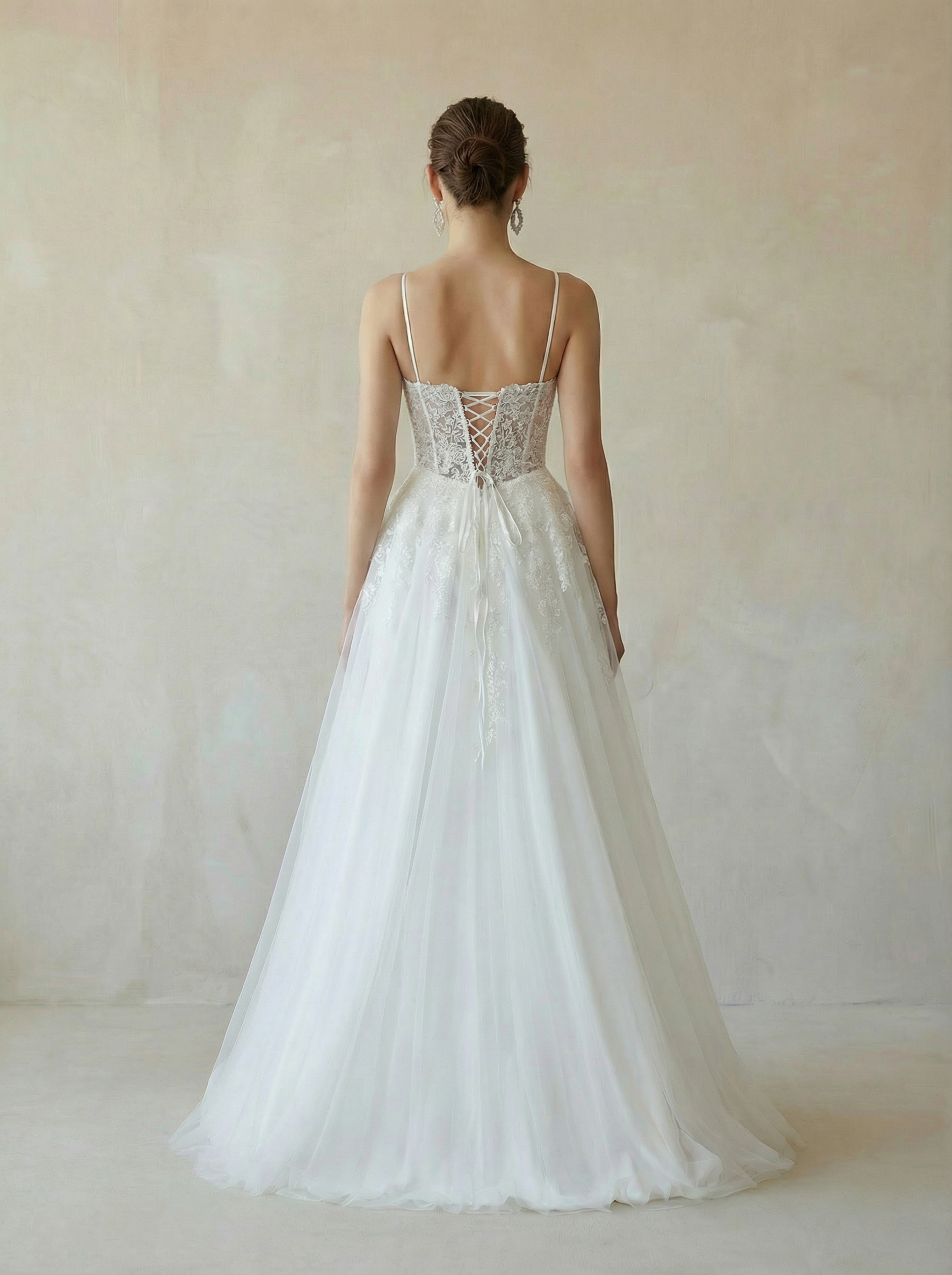 Crisscross V-Neck Slit Tulle Gown