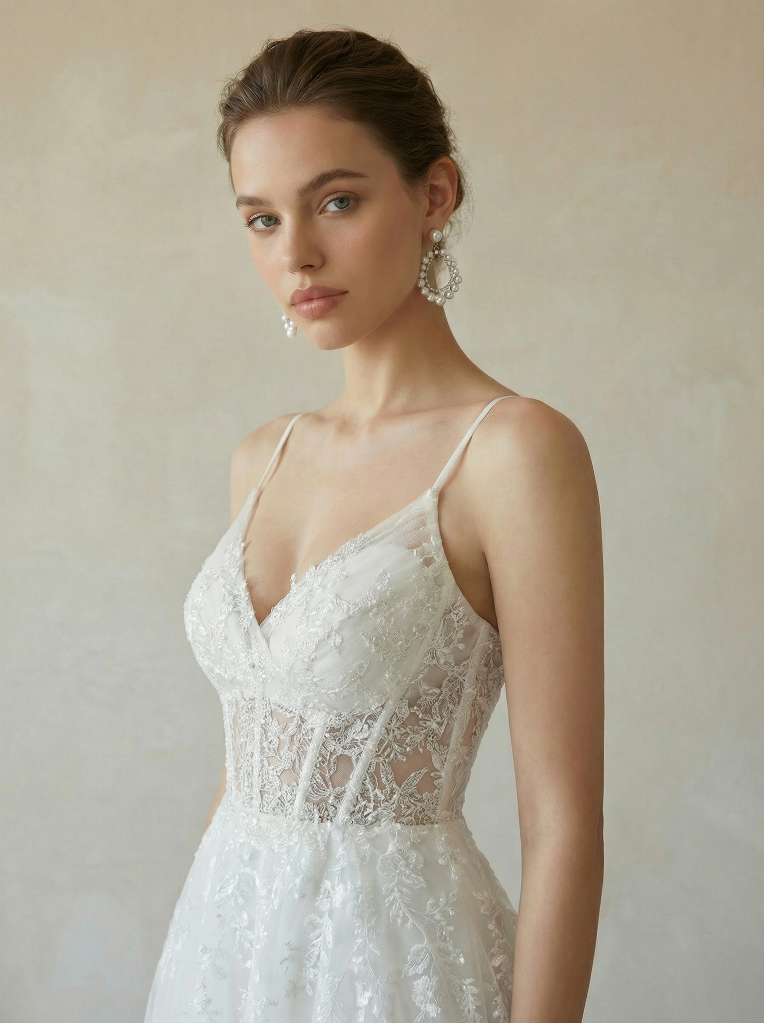 Crisscross V-Neck Tulle A-Line Wedding Dress with Slit