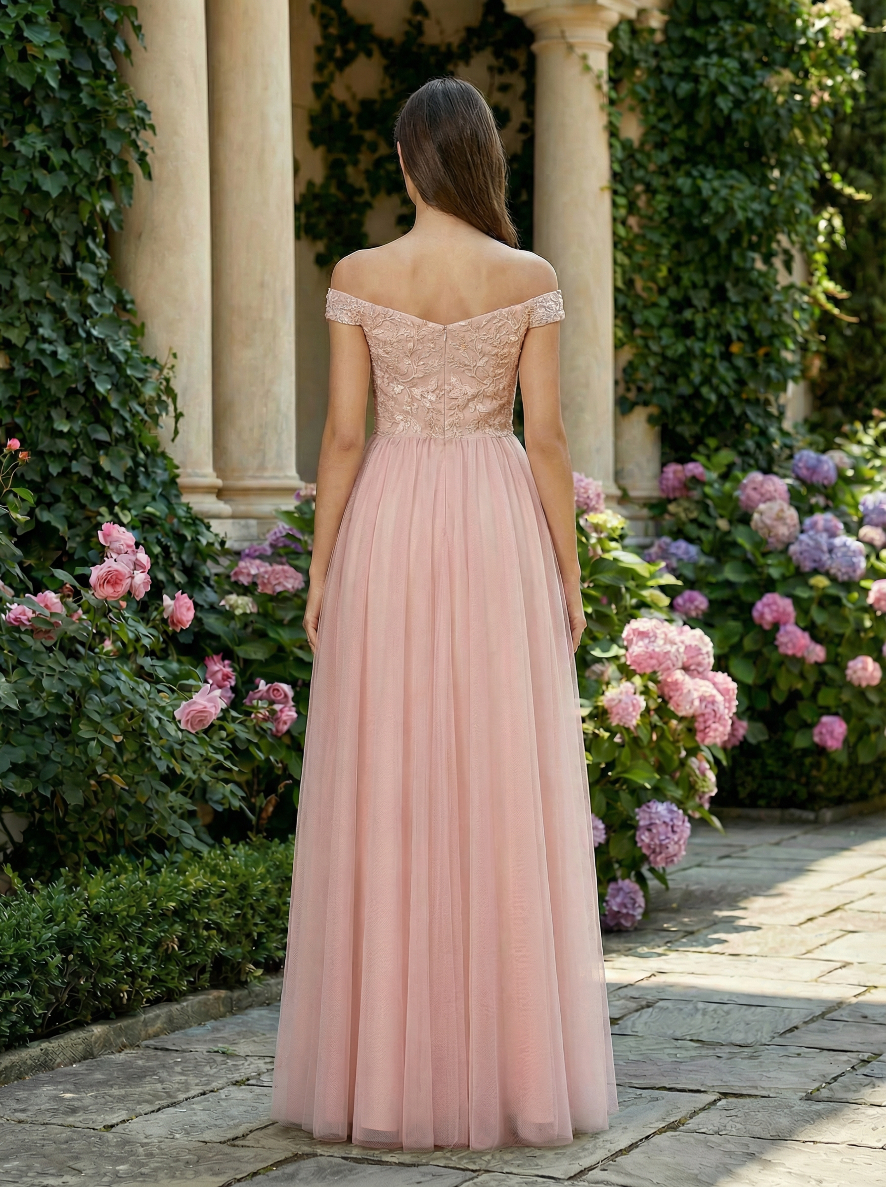 Elegant Beaded Blush Prom Party Dress