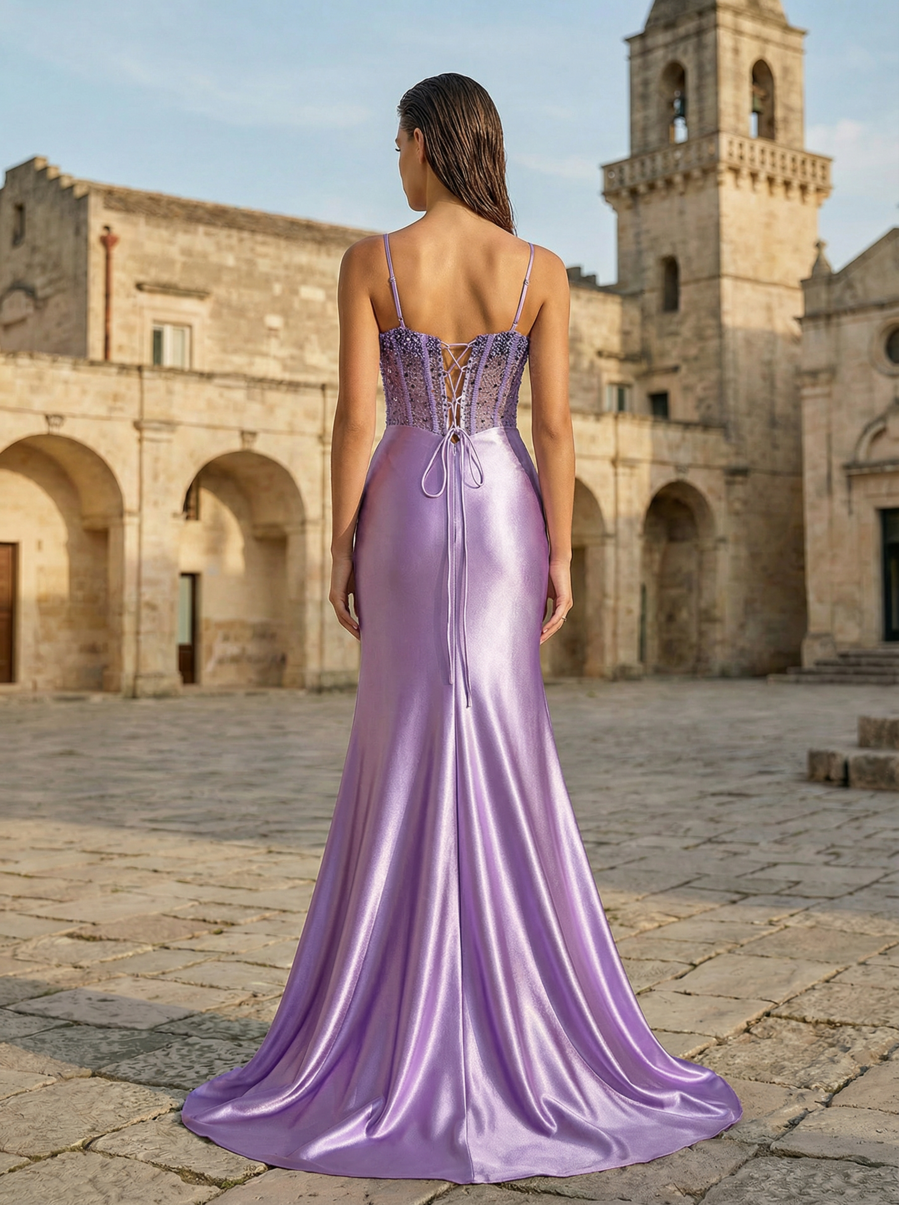 Elegant Chiffon Lavender A-Line Evening Dress with Delicate Spaghetti Straps in Lavender - Elegant Formal Dress
