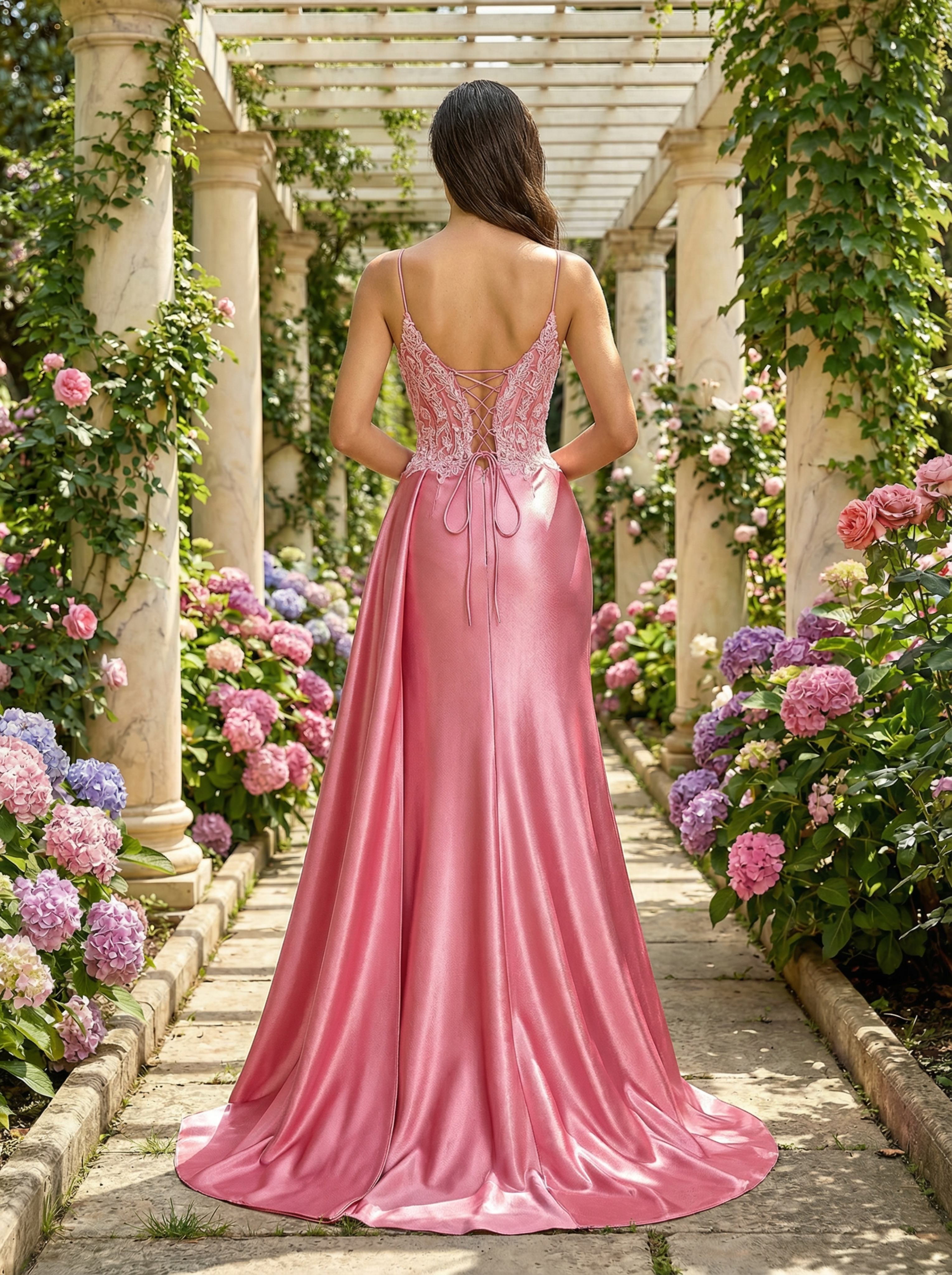 Elegant Lace-Embellished Split Mermaid Evening Gown