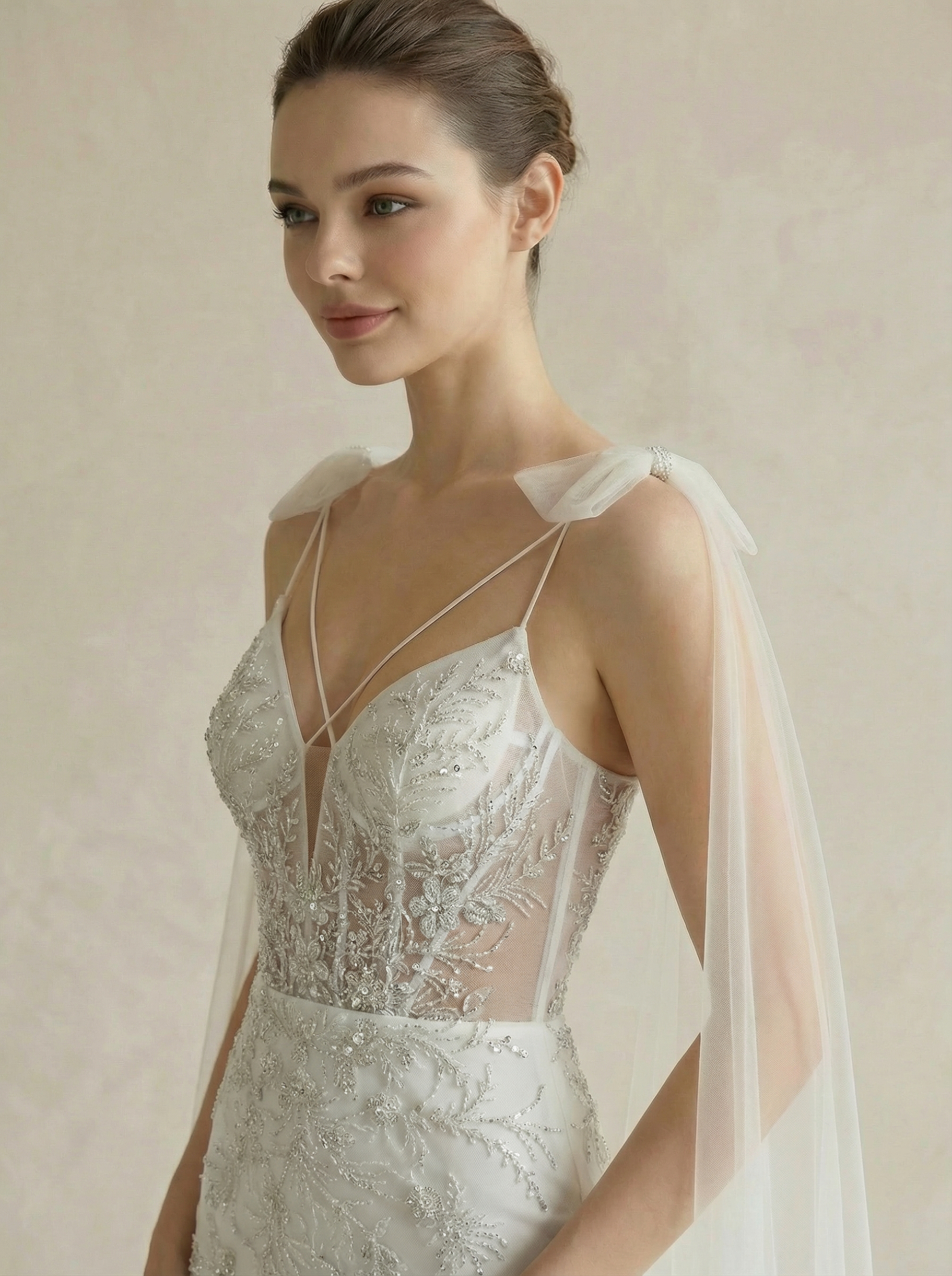 Elegant Backless V-Neck Mermaid Wedding Dress