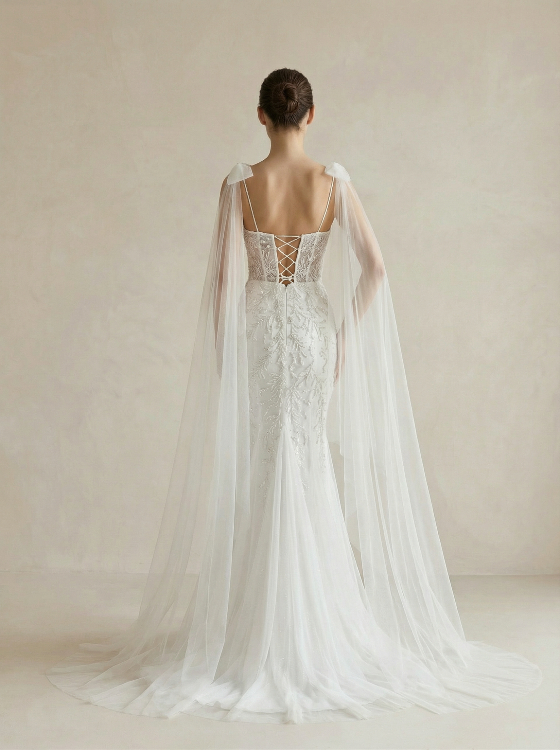 Elegant V-Neck Spaghetti Strap Backless Floor-Length Mermaid Wedding Dress