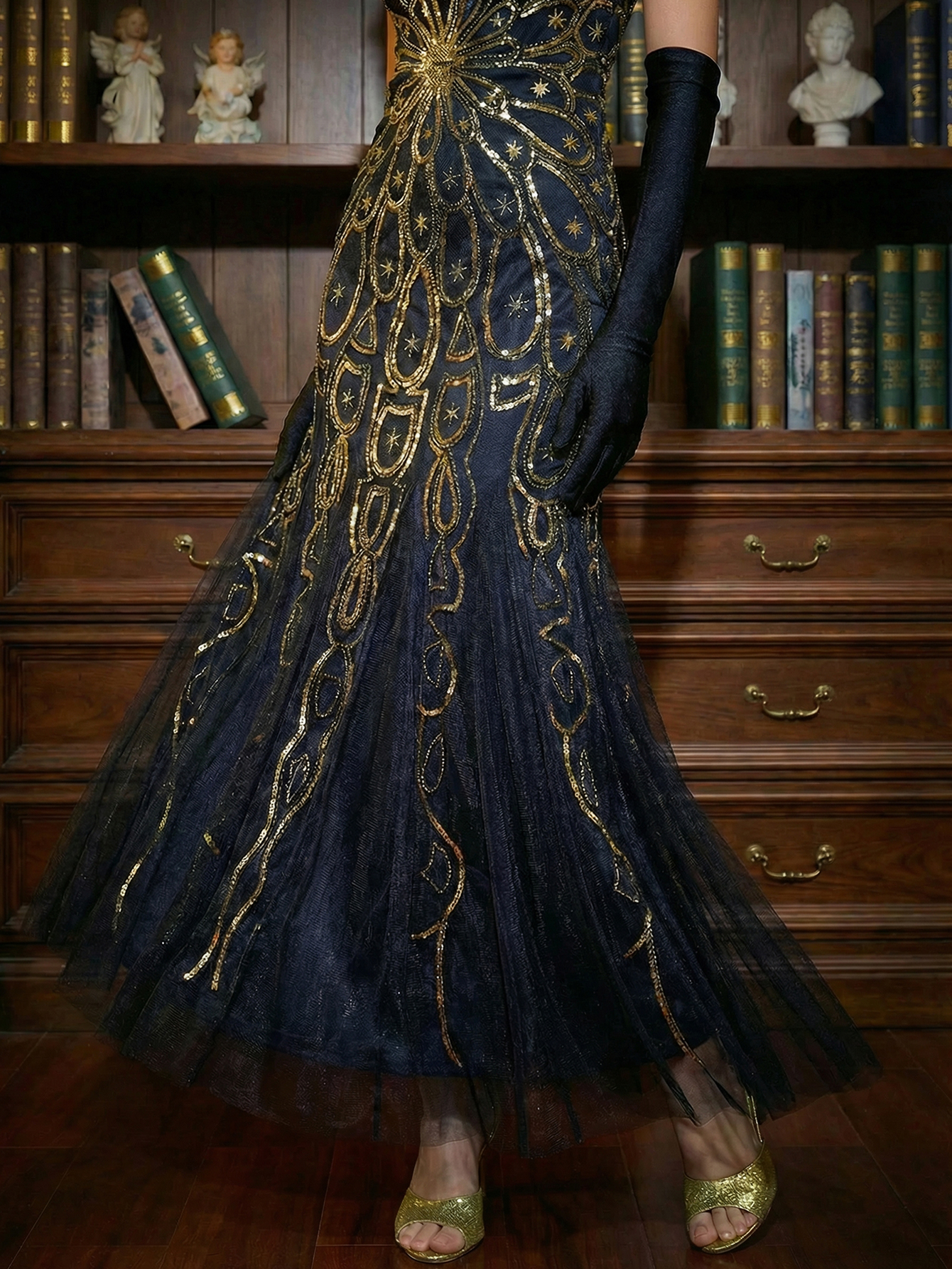 Sheath V Neck Beaded Gatsby 1920s Dress