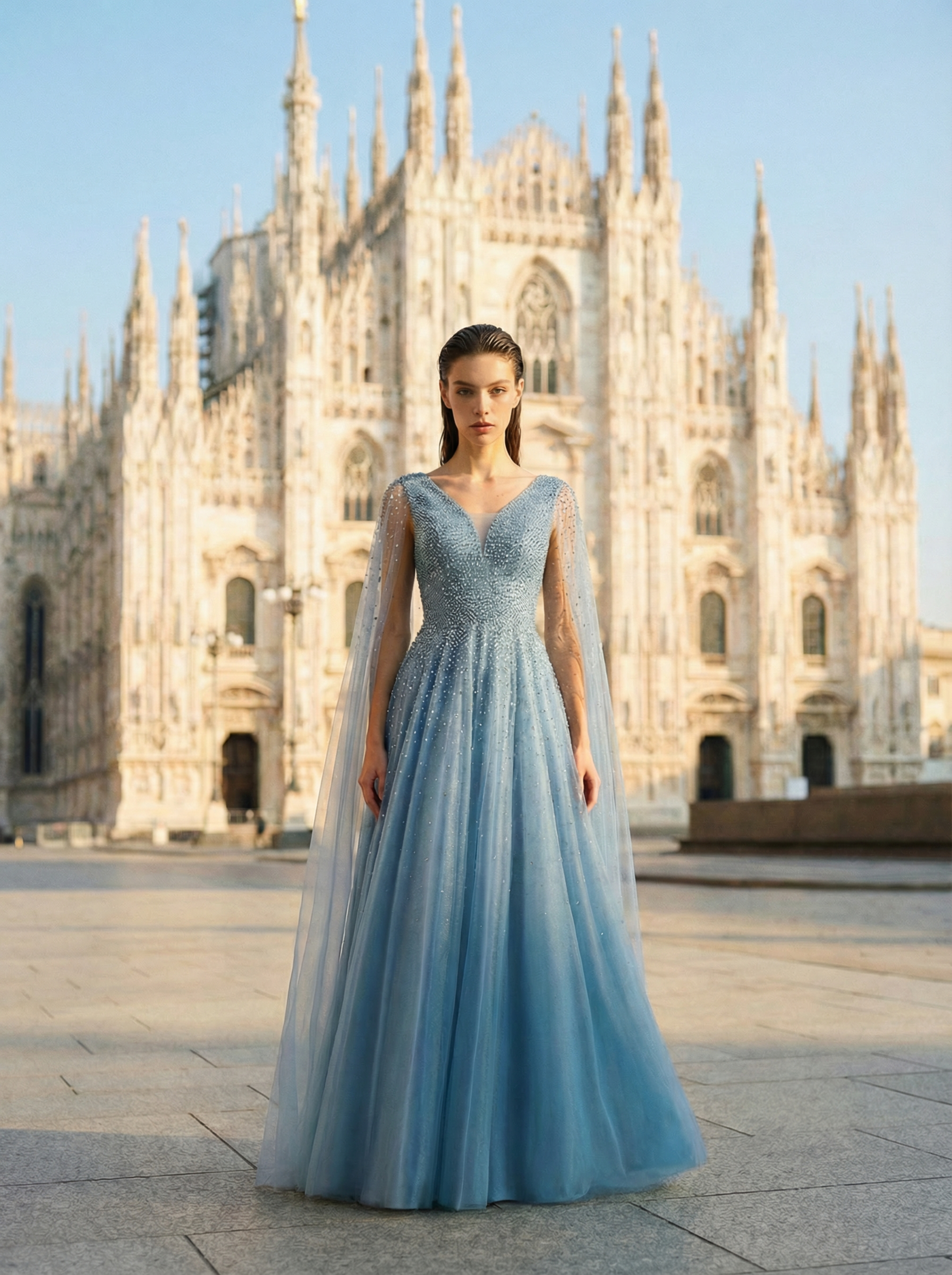 Luxurious Beaded V-Neck Prom Evening Gown