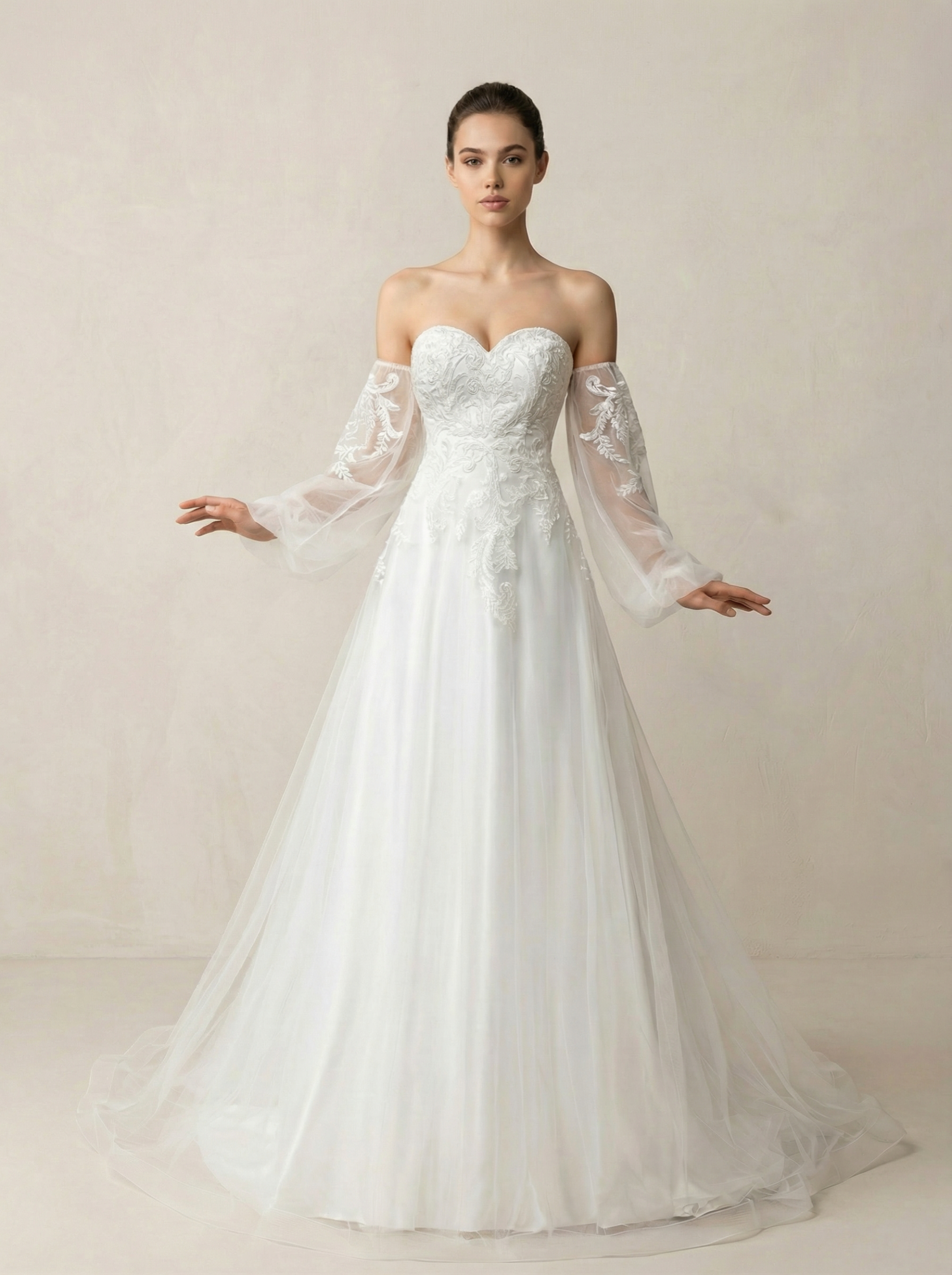 Luxury Full-Lace Embroidered Slim Fit Bridal Gown